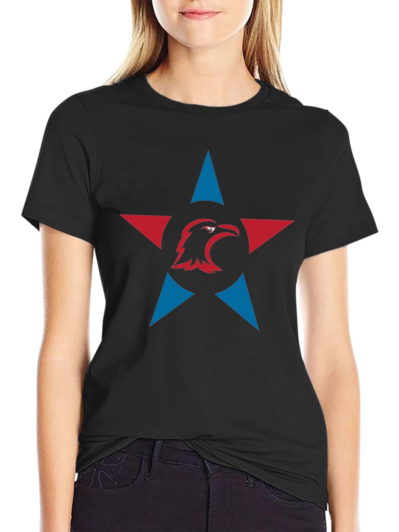 Eagle Star Graphic Tee - Black Cotton Blend T-Shirt