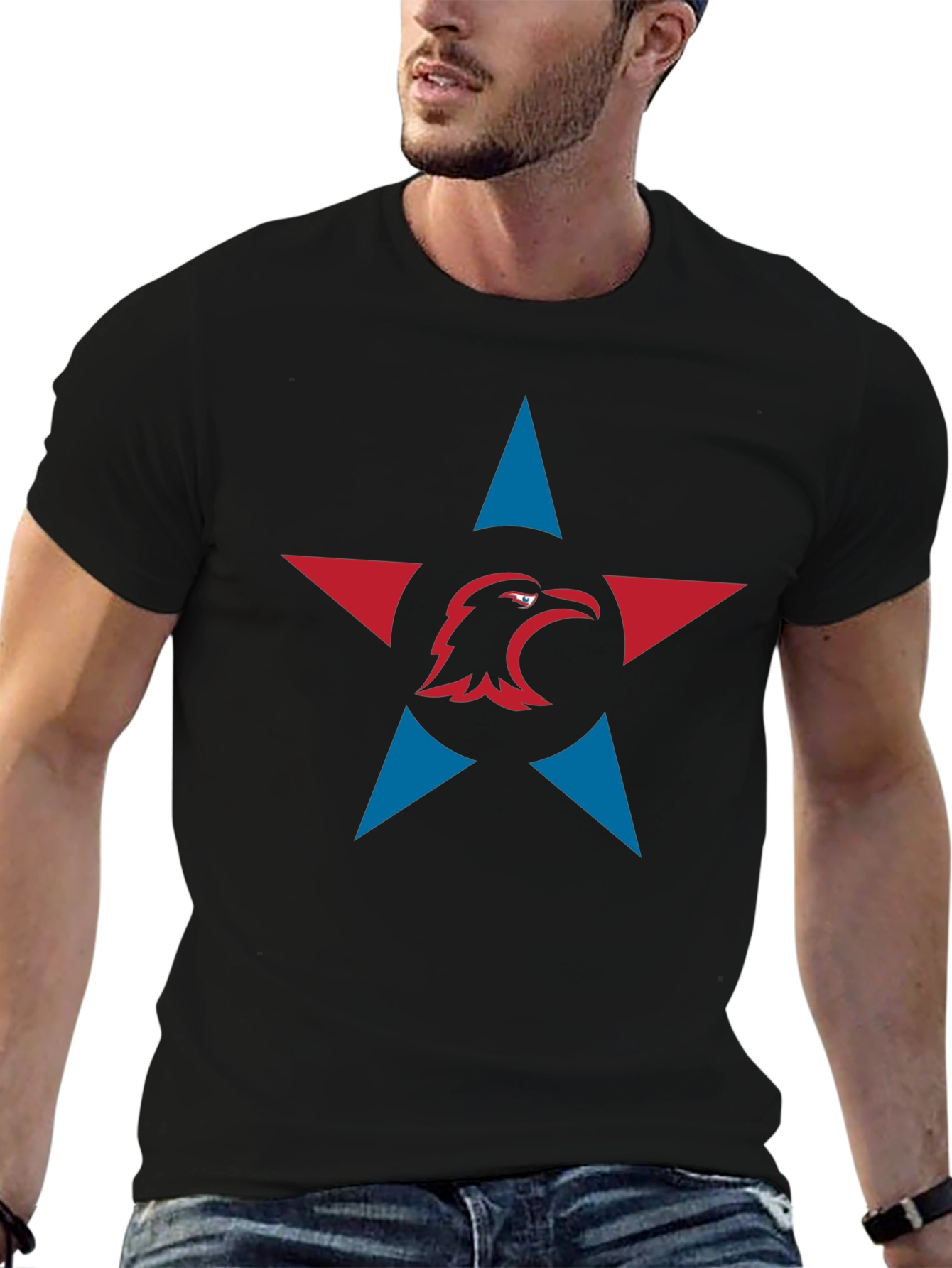 Eagle Star Graphic Tee - Black Cotton Blend T-Shirt