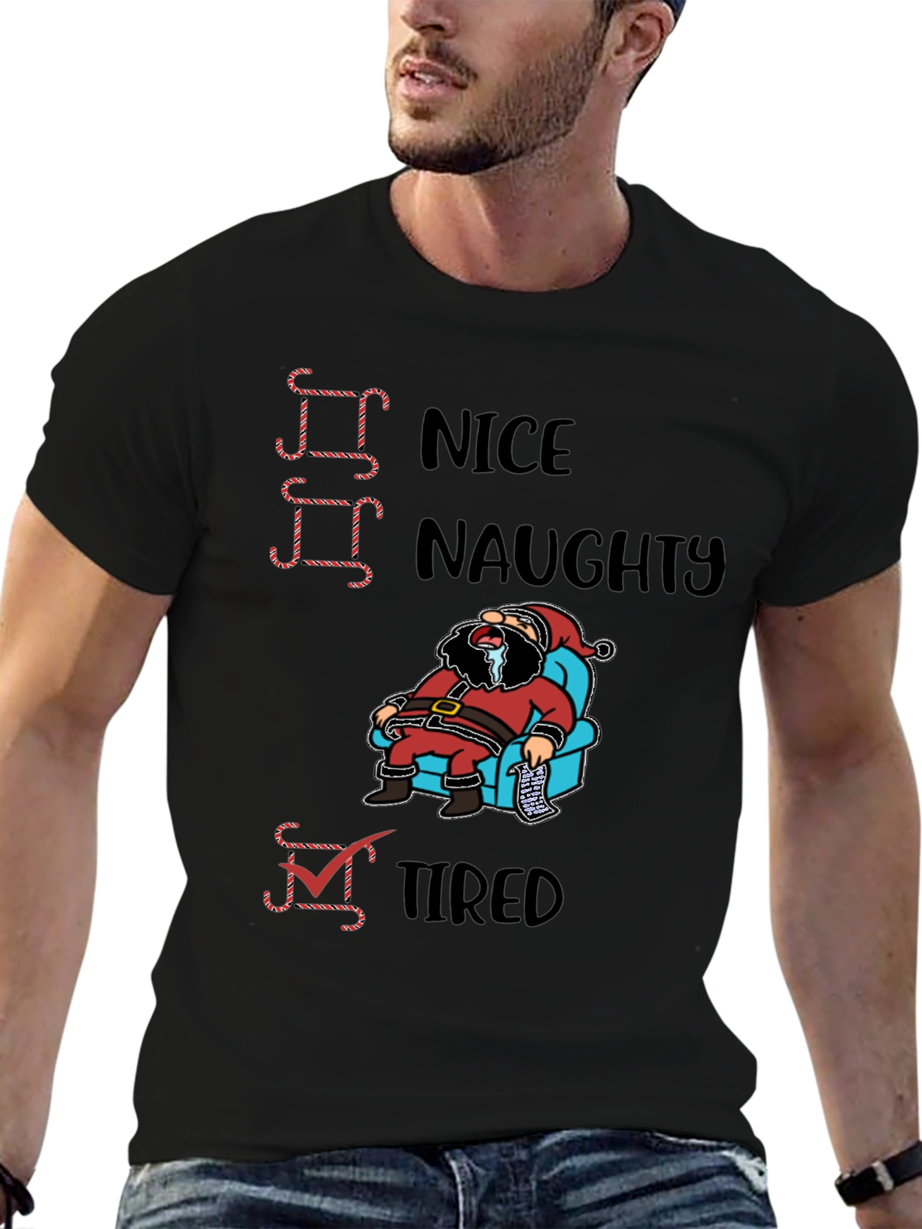 Tired Santa Christmas Graphic T-Shirt