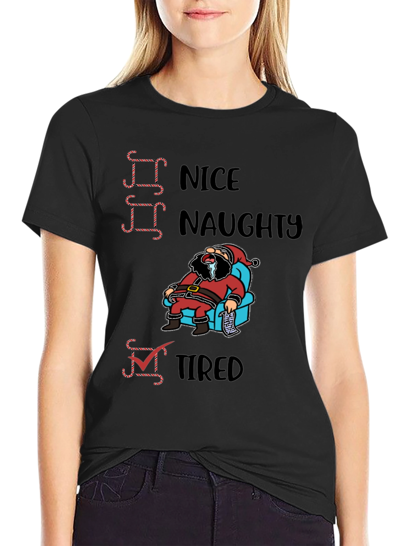 Tired Santa Christmas Graphic T-Shirt