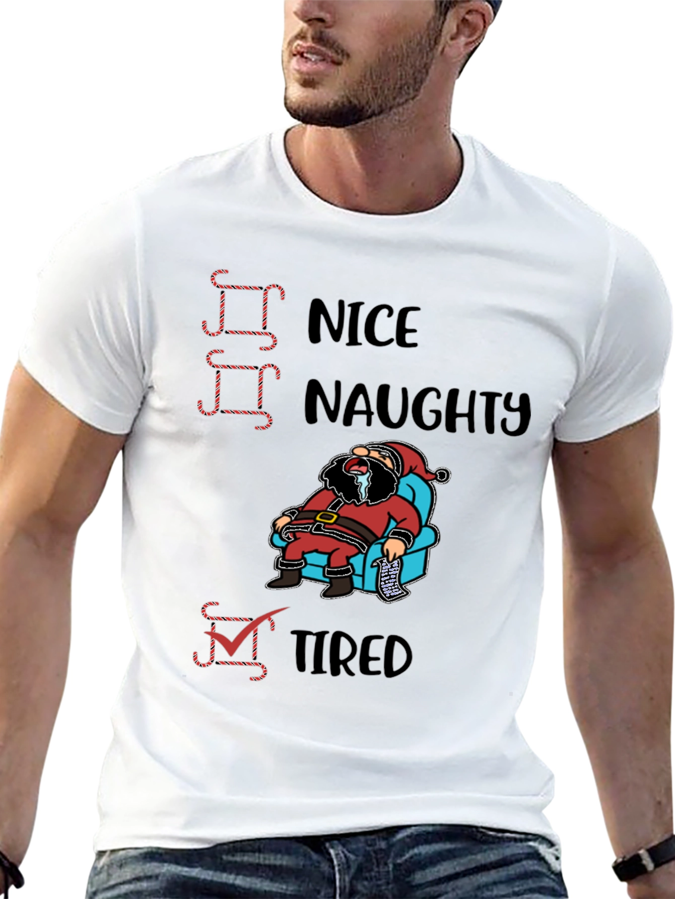 Tired Santa Christmas Graphic T-Shirt