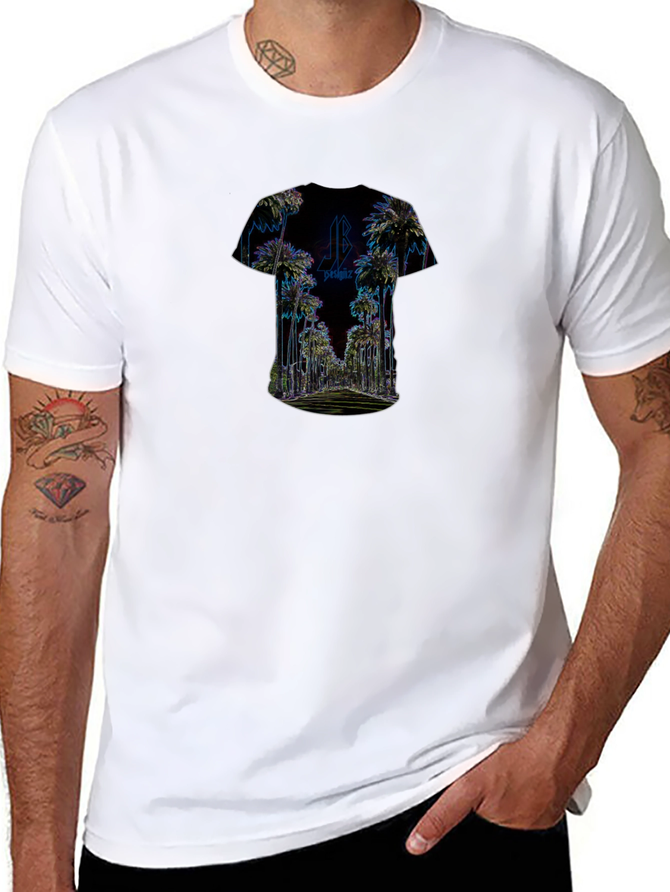 Palm Tree Graphic Black Tee