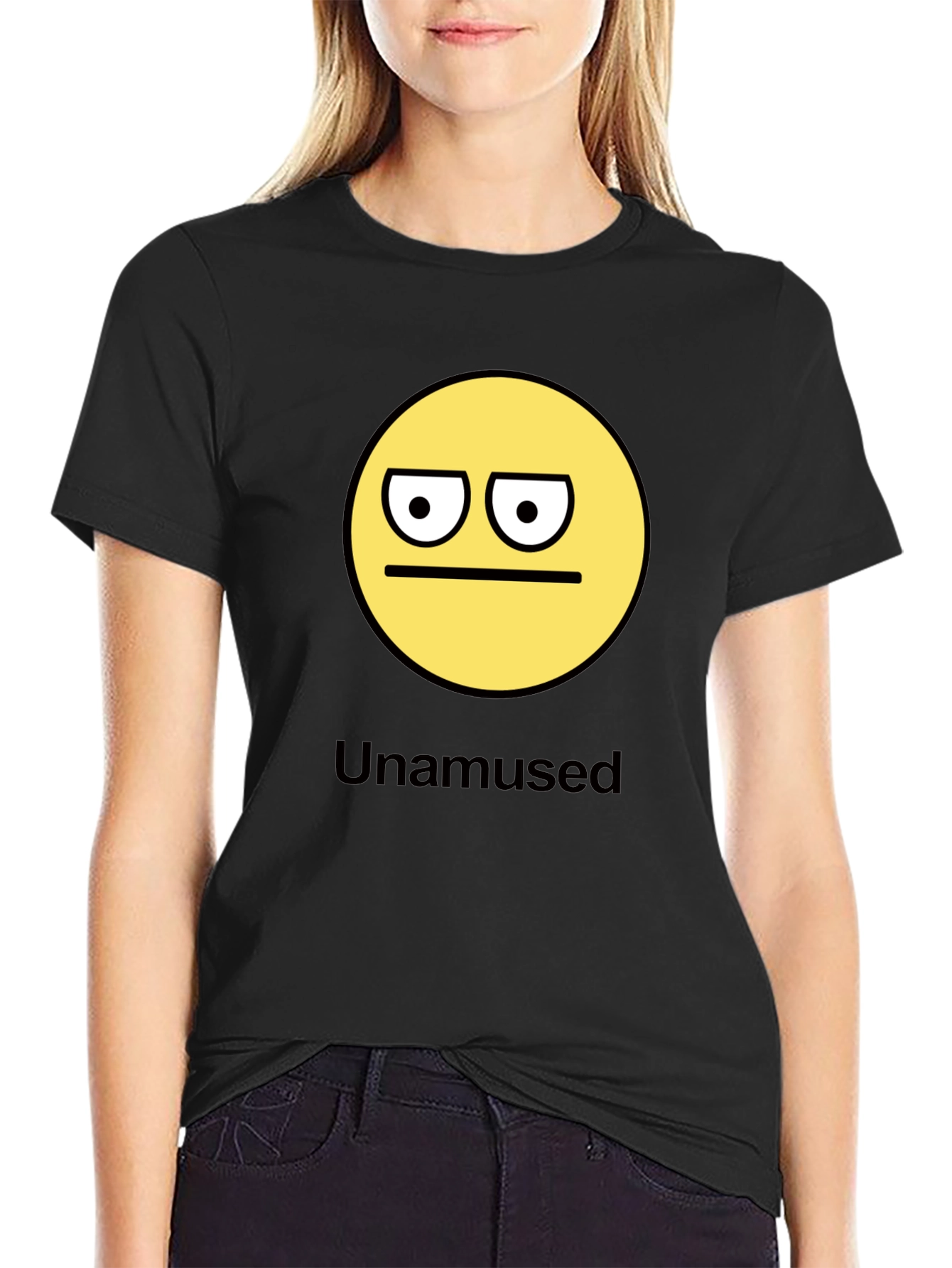 Unamused Emoji Graphic Black T-Shirt