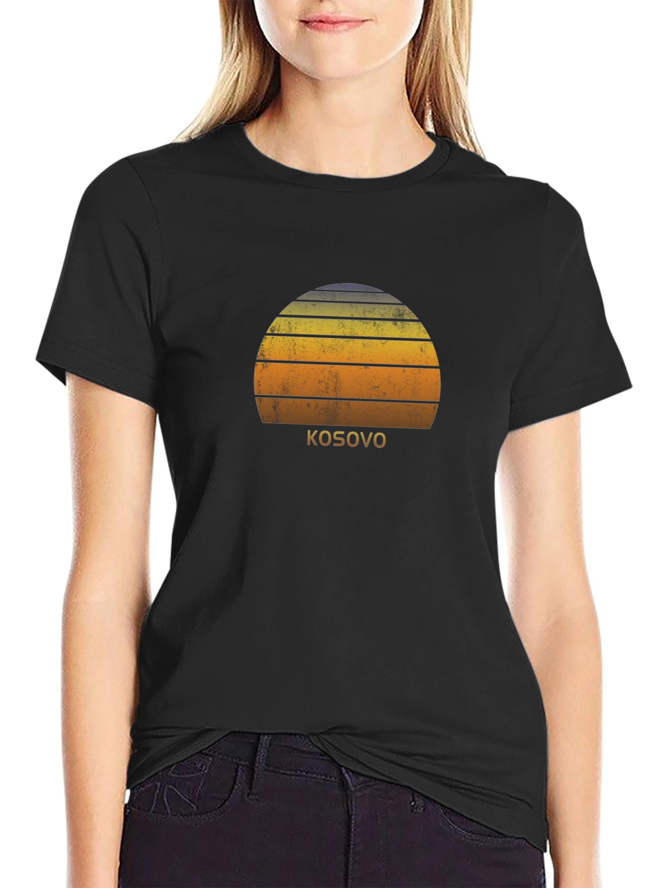 Kosovo Sunset Graphic Tee - Stylish Black T-Shirt