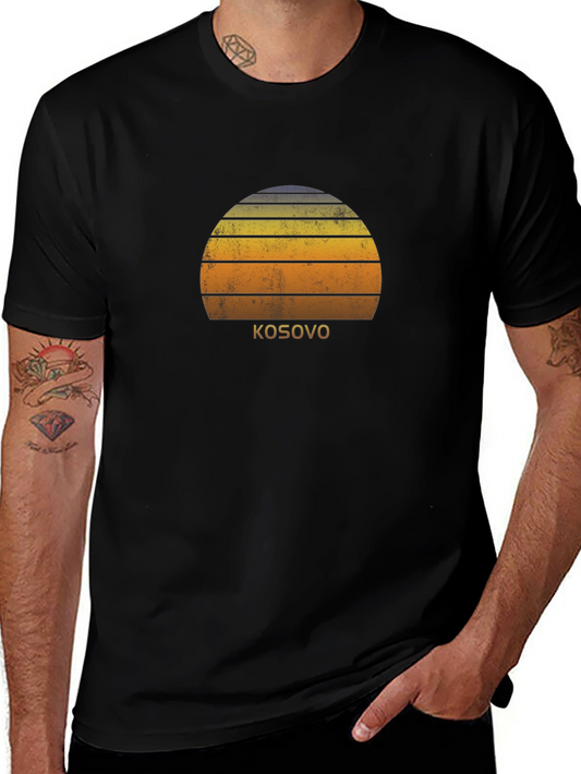 Kosovo Sunset Graphic Tee - Stylish Black T-Shirt