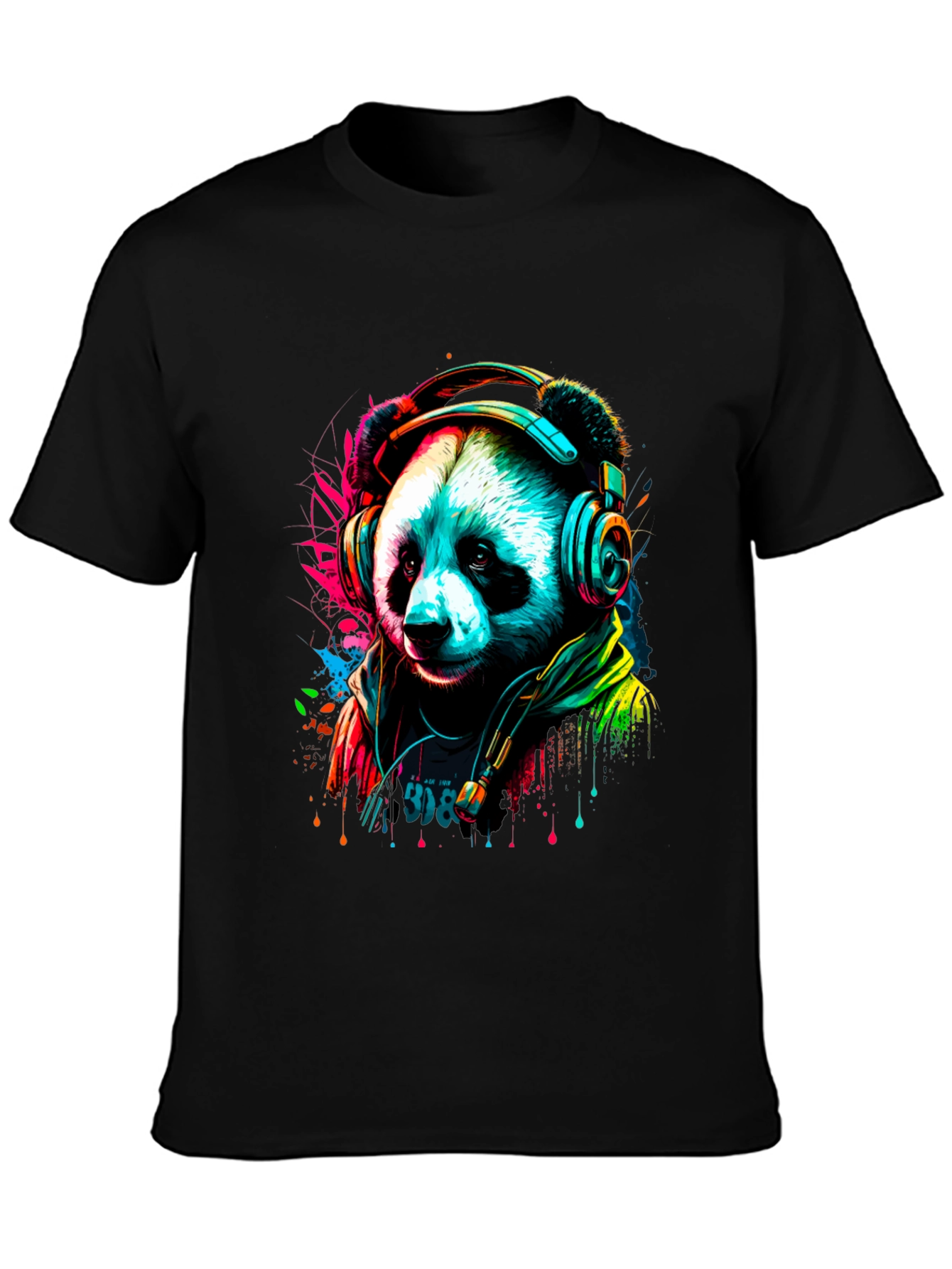 Trendy Panda DJ Graphic Tee - Black Unisex Shirt
