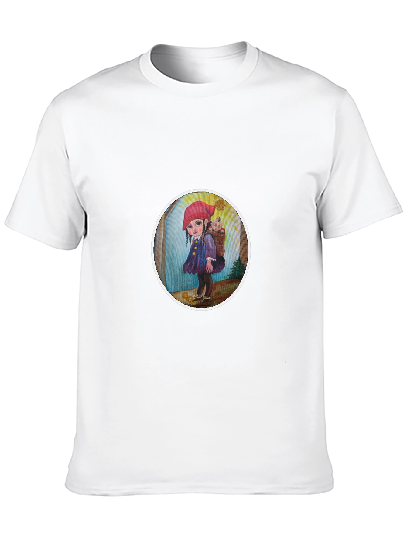 Whimsical Girl Graphic Tee - Soft Black Cotton
