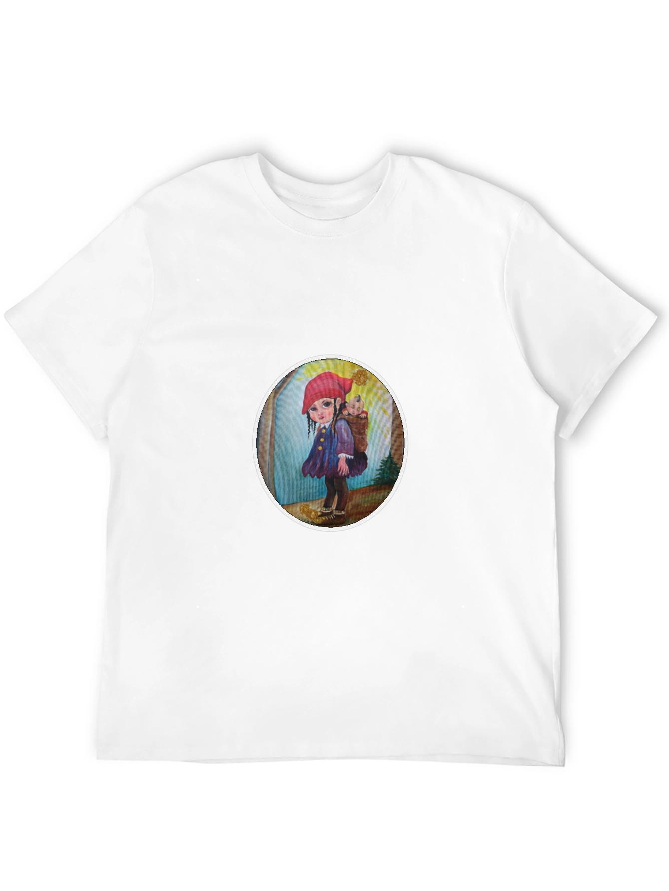 Whimsical Girl Graphic Tee - Soft Black Cotton