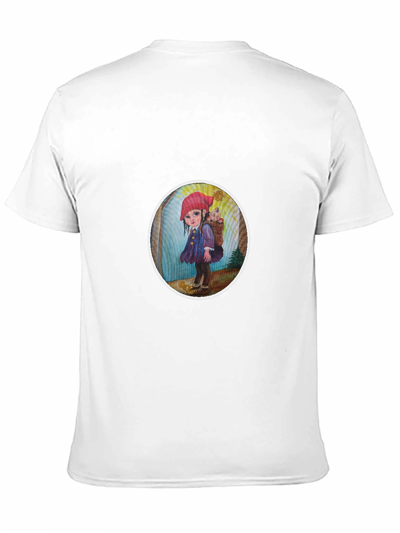 Whimsical Girl Graphic Tee - Soft Black Cotton