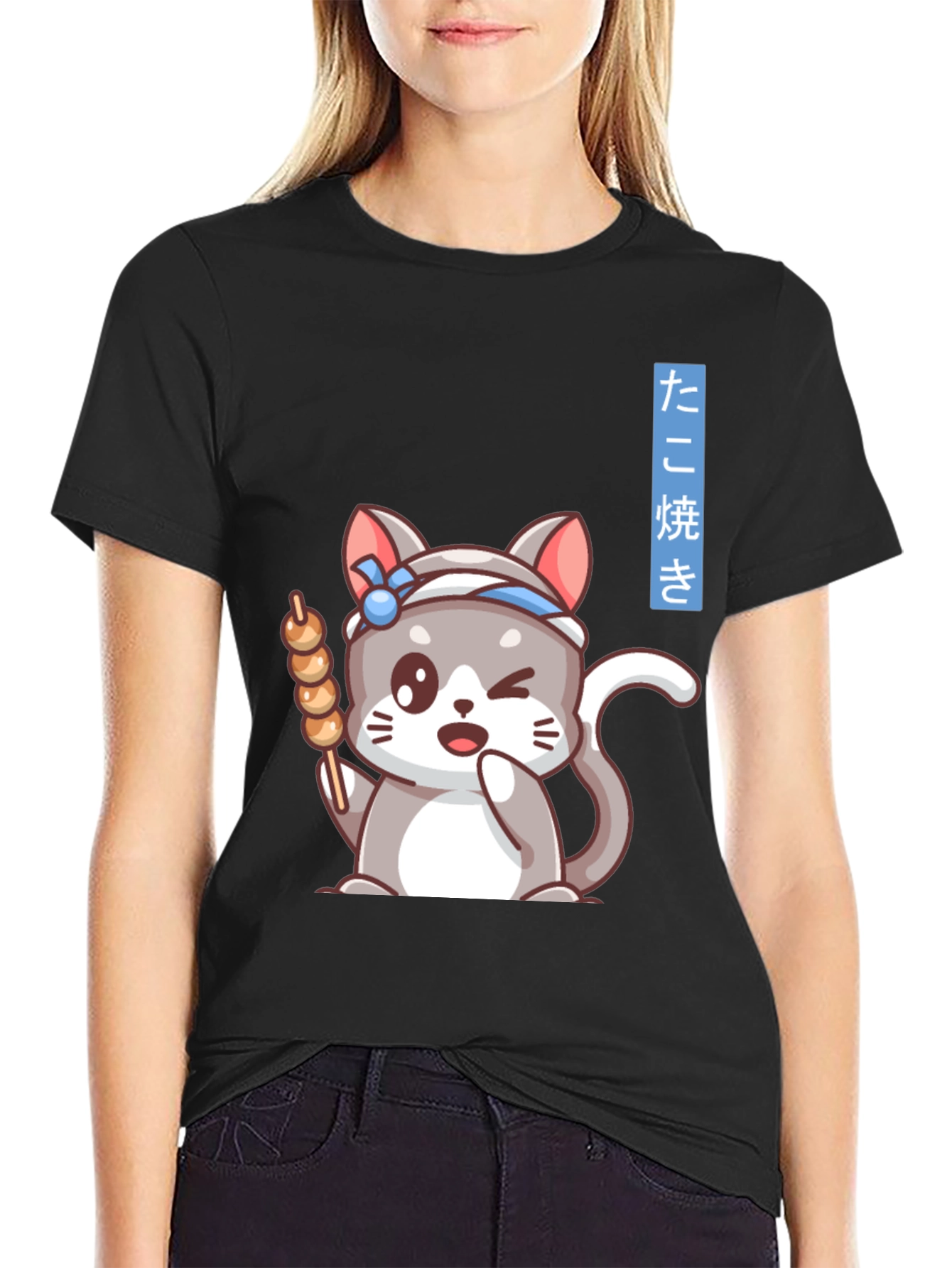 Cute Anime Cat Takoyaki Chef T-Shirt