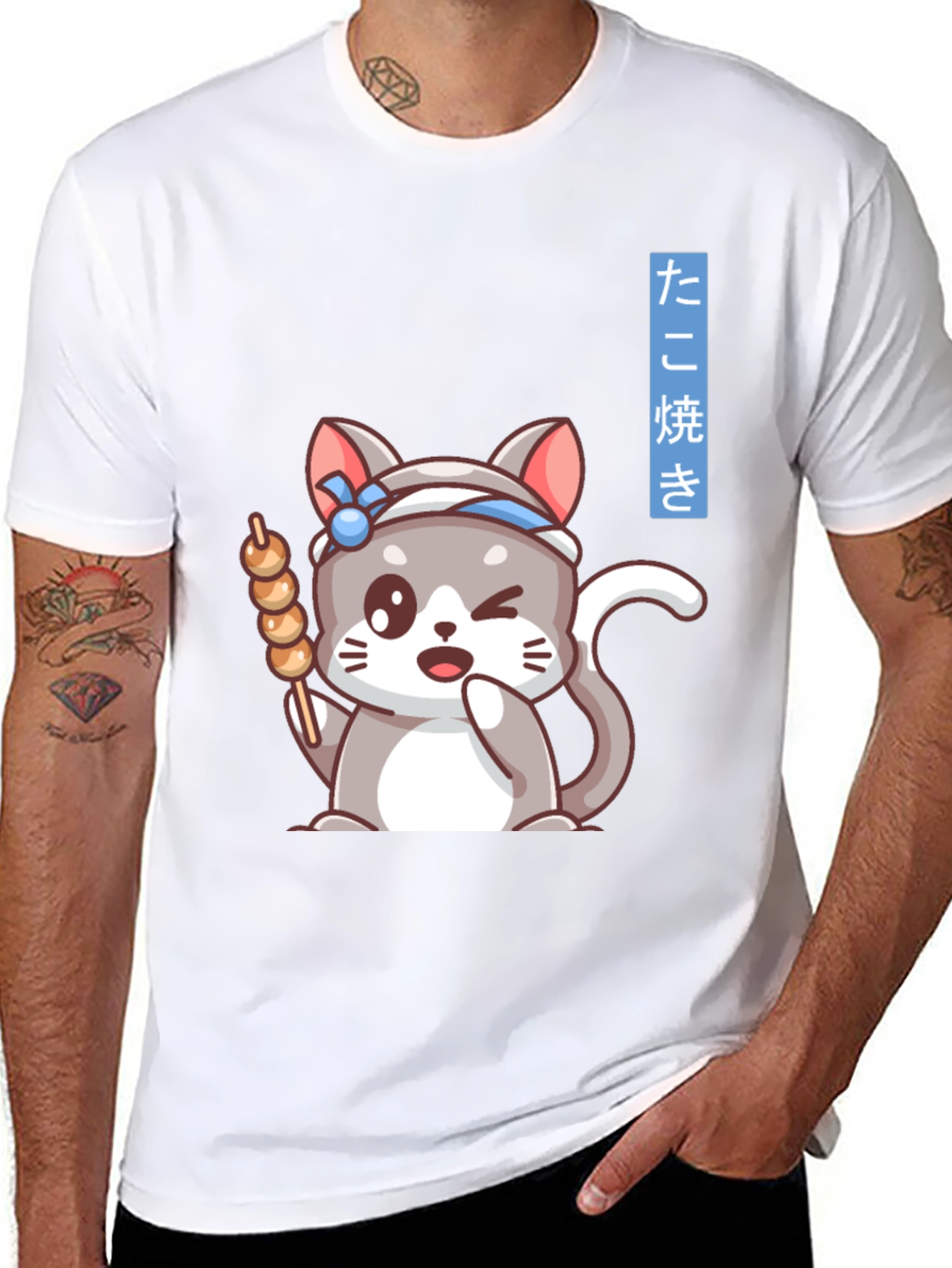 Cute Anime Cat Takoyaki Chef T-Shirt