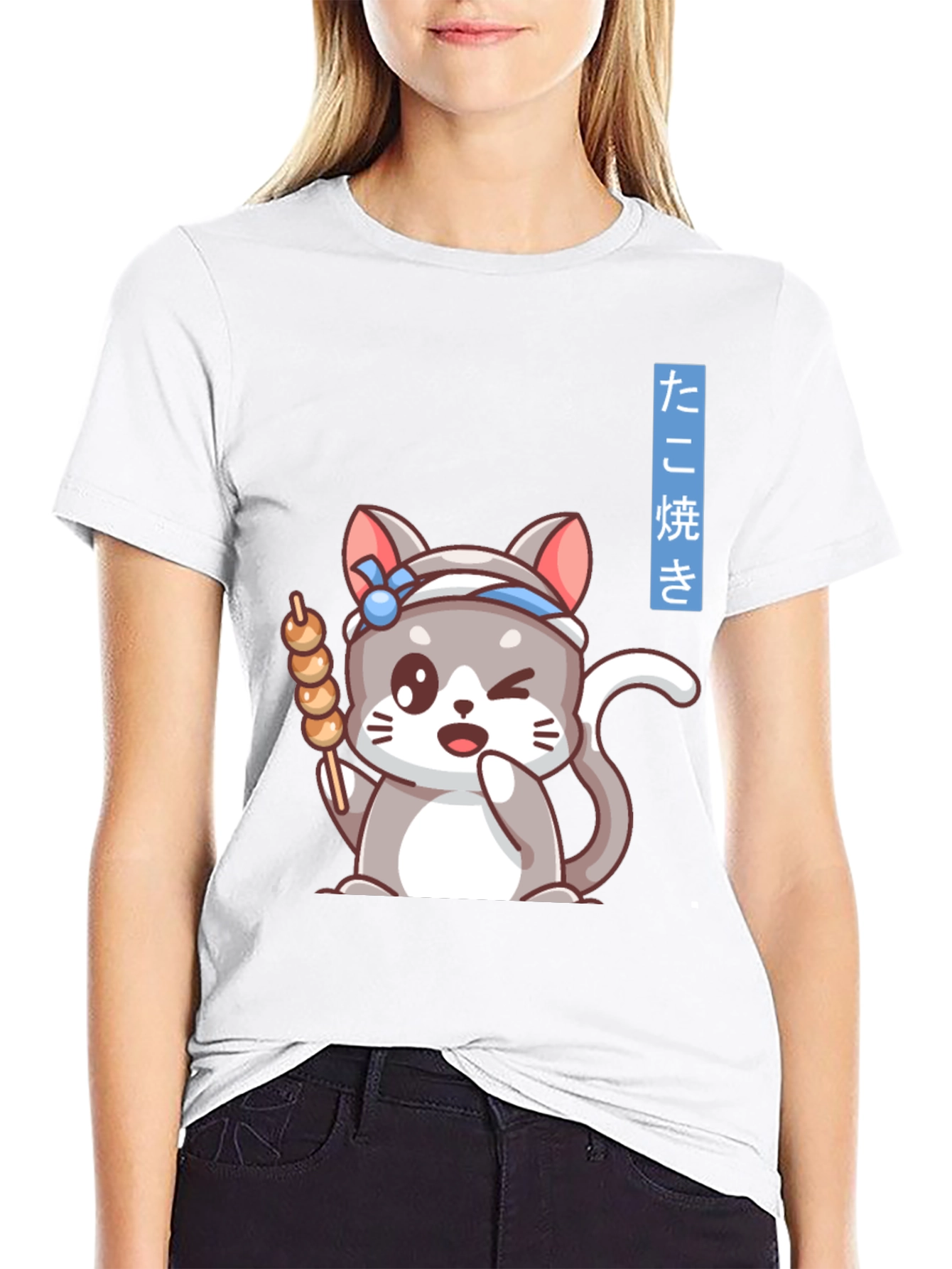 Cute Anime Cat Takoyaki Chef T-Shirt