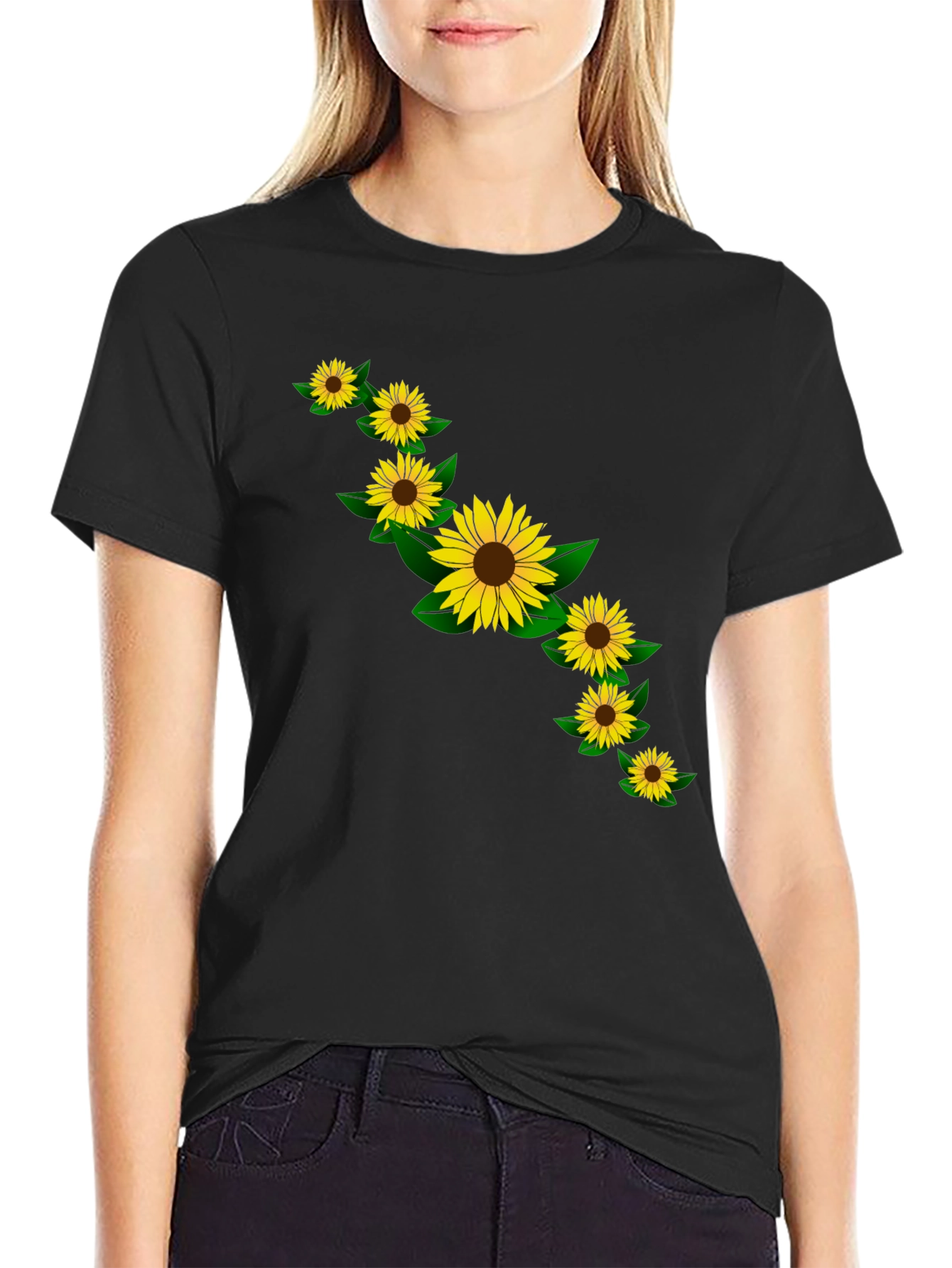 Sunflower Graphic Black T-Shirt
