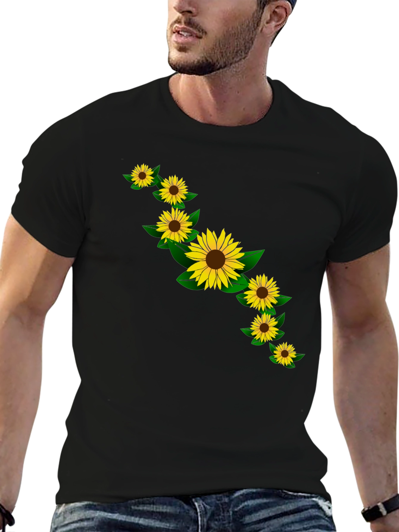 Sunflower Graphic Black T-Shirt