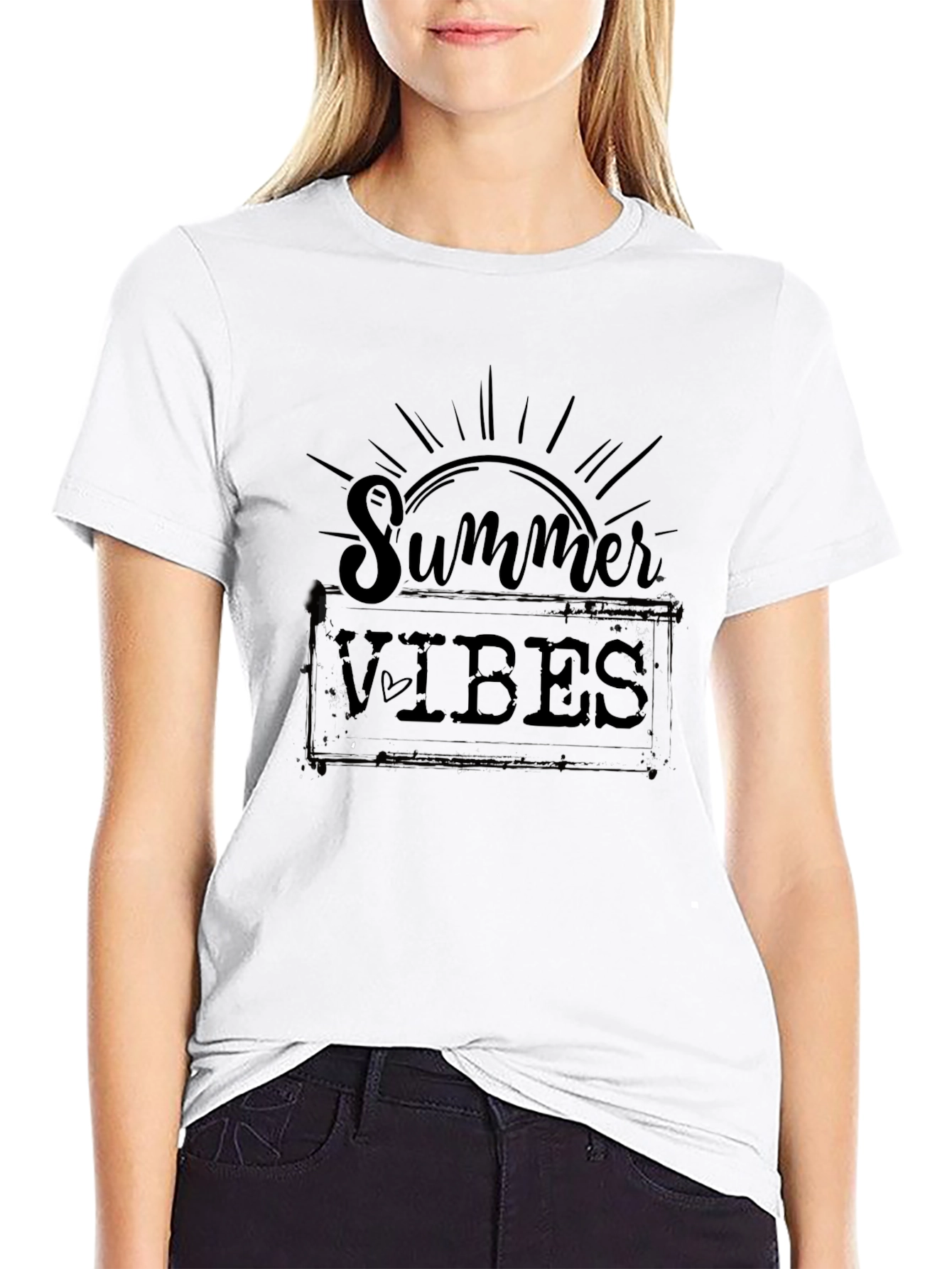 Summer Vibes Graphic Tee - Black Cotton T-Shirt