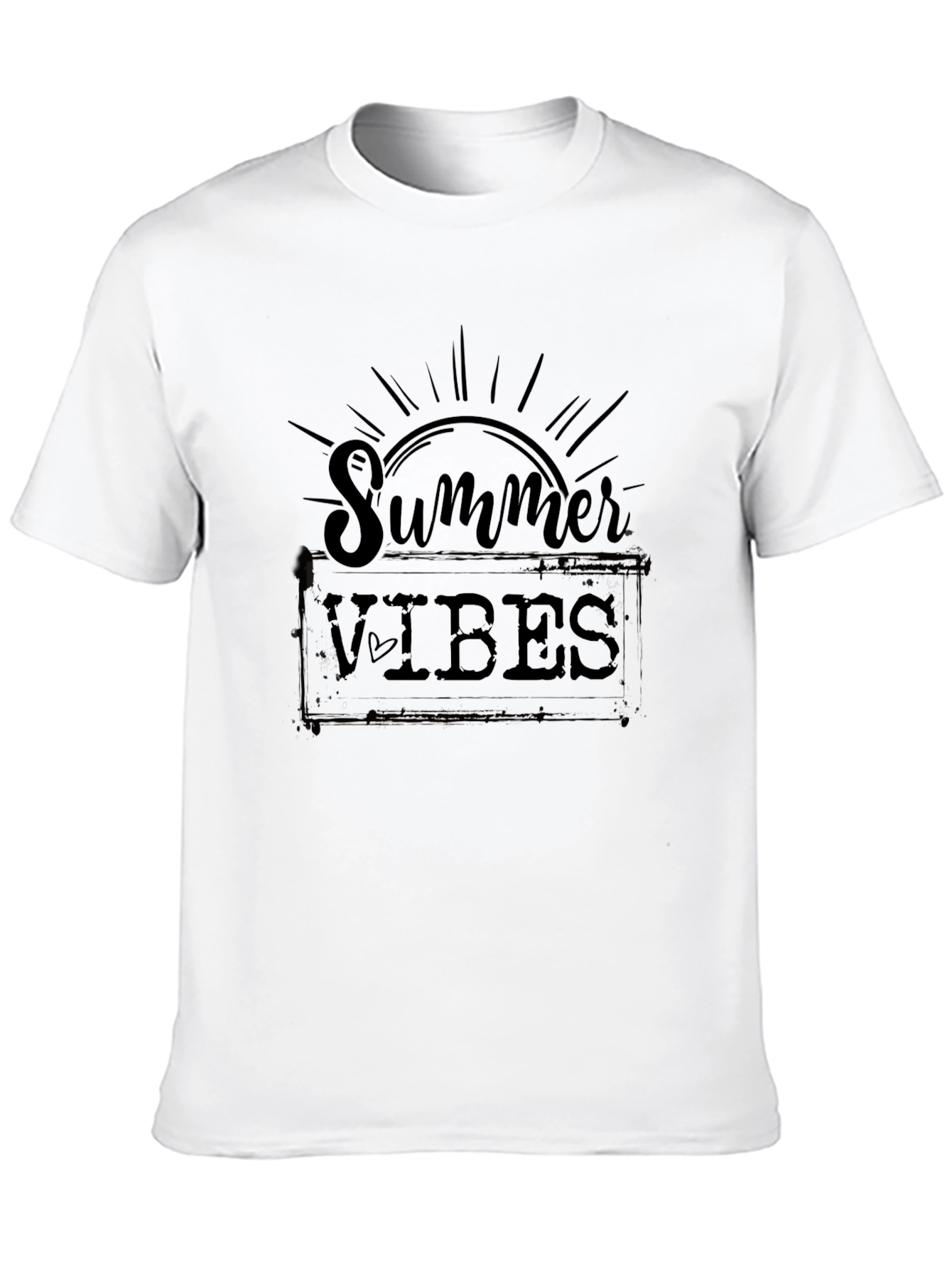Summer Vibes Graphic Tee - Black Cotton T-Shirt