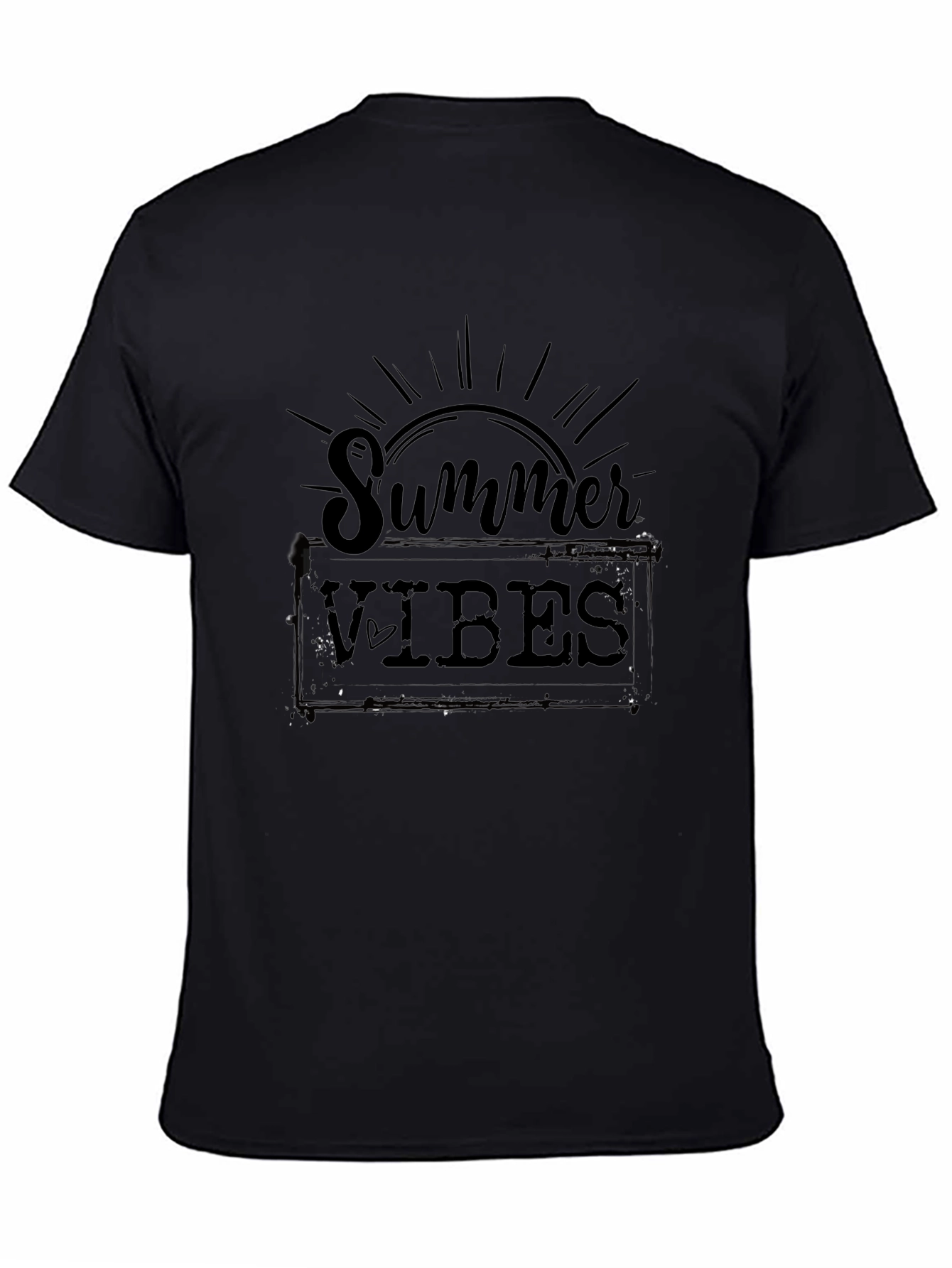 Summer Vibes Graphic Tee - Black Cotton T-Shirt