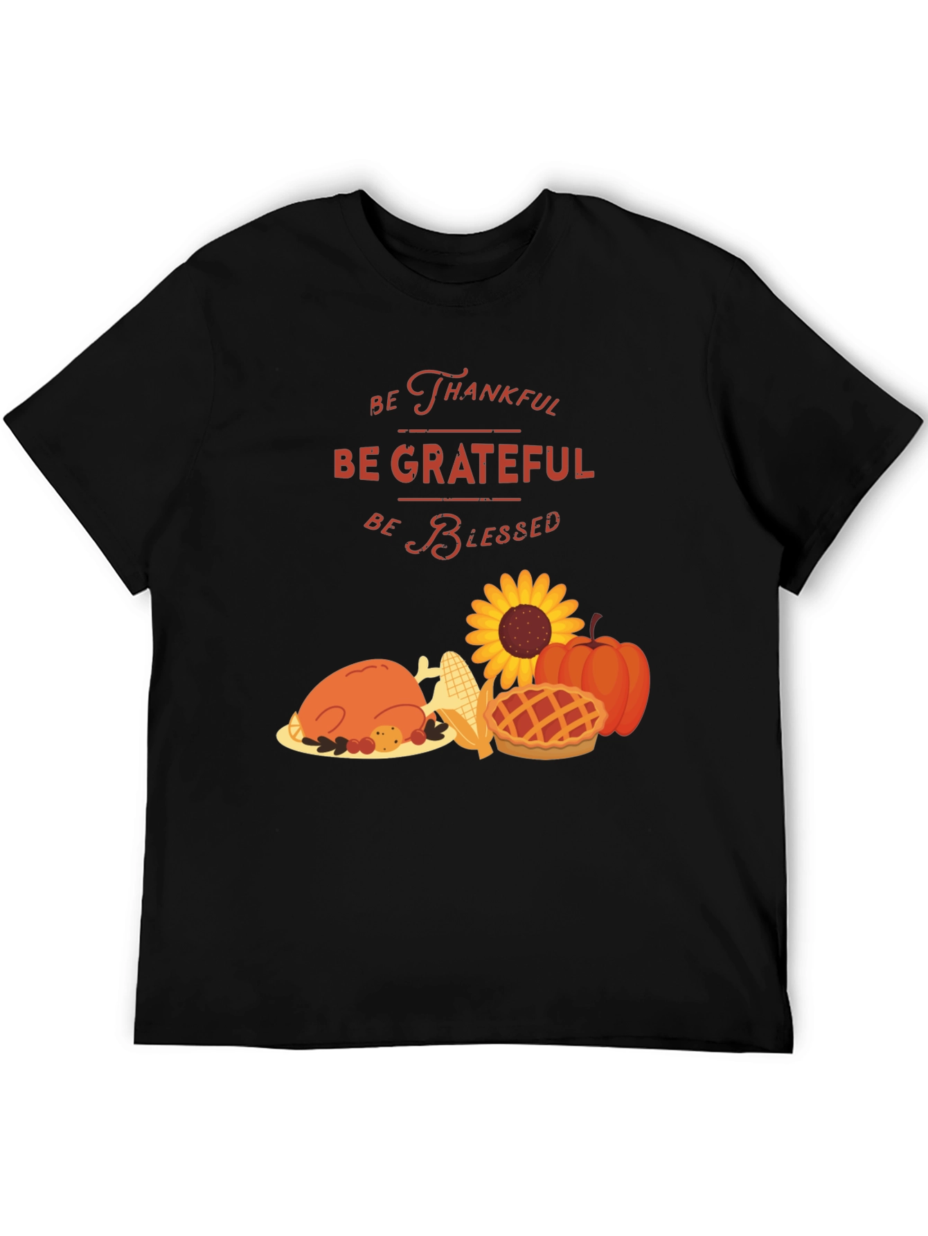 Thanksgiving Graphic Tee: Thankful Grateful Blessed