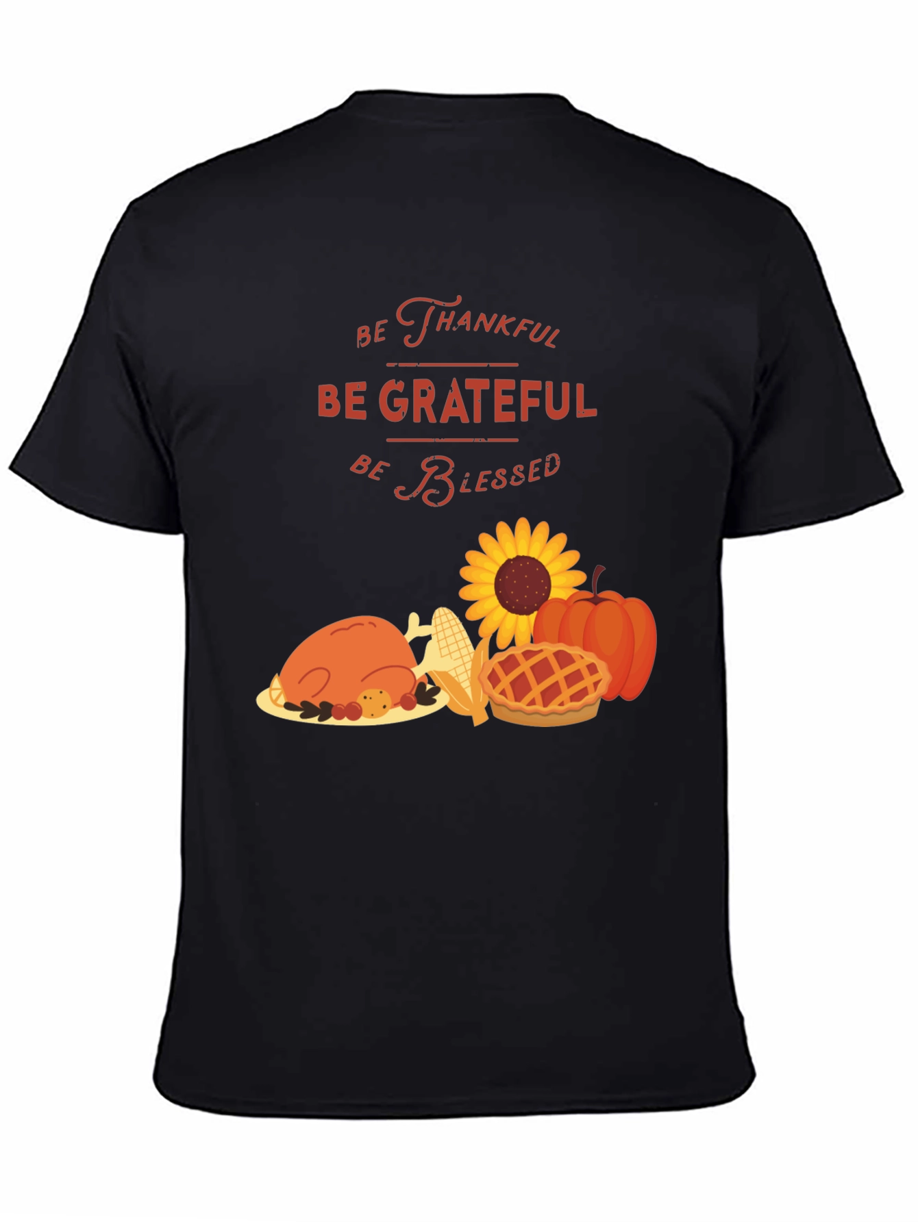 Thanksgiving Graphic Tee: Thankful Grateful Blessed