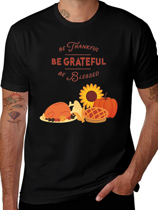 Thanksgiving Graphic Tee: Thankful Grateful Blessed
