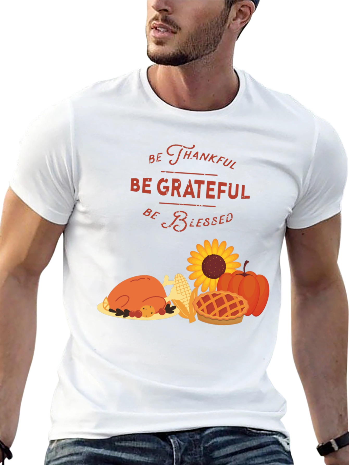 Thanksgiving Graphic Tee: Thankful Grateful Blessed