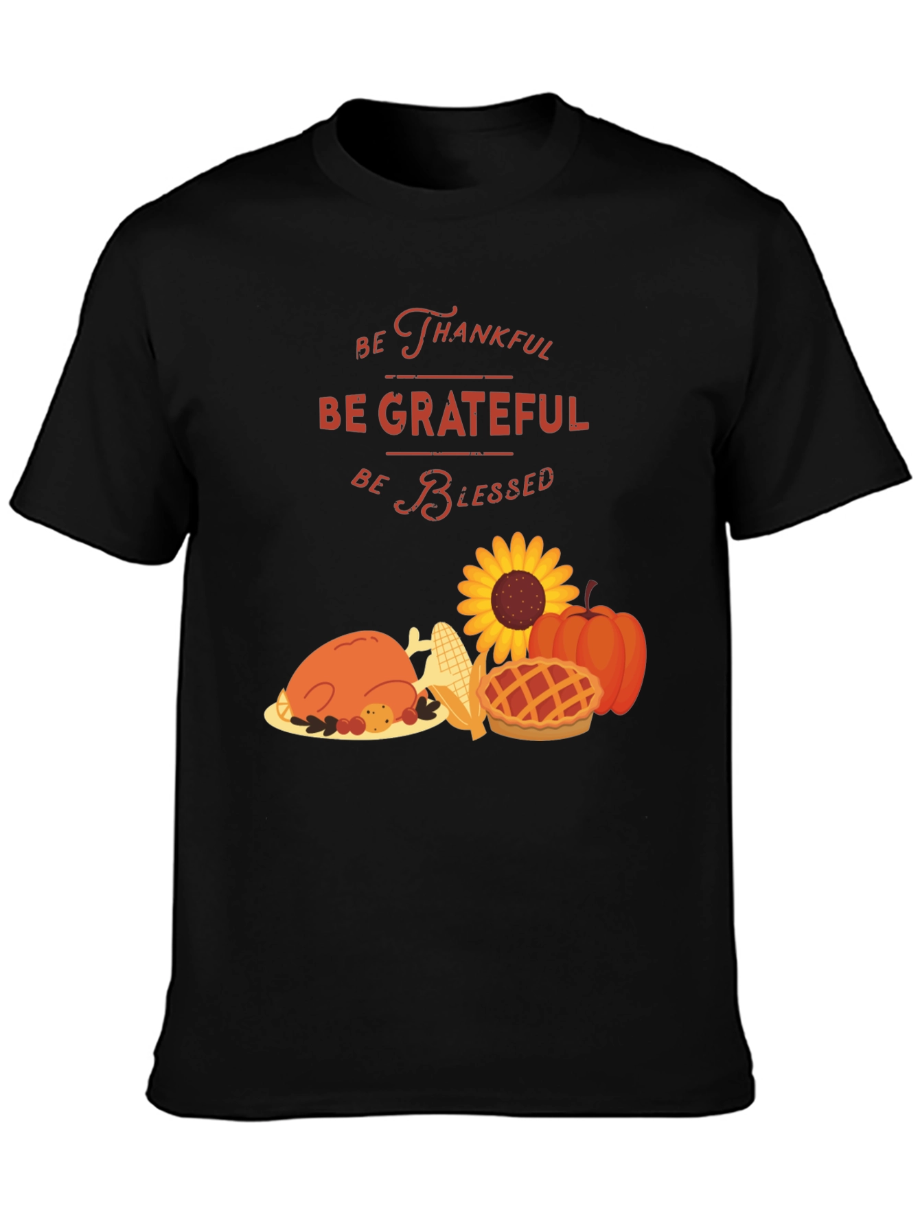 Thanksgiving Graphic Tee: Thankful Grateful Blessed