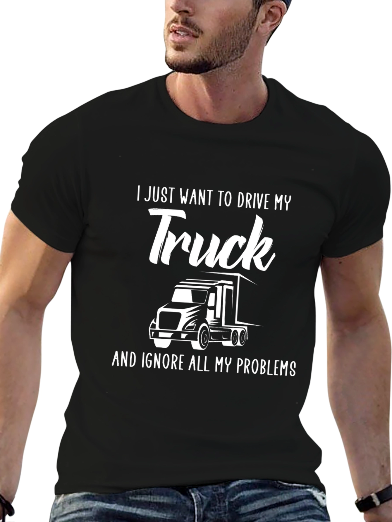 Drive My Truck Graphic Tee - Black Cotton Blend