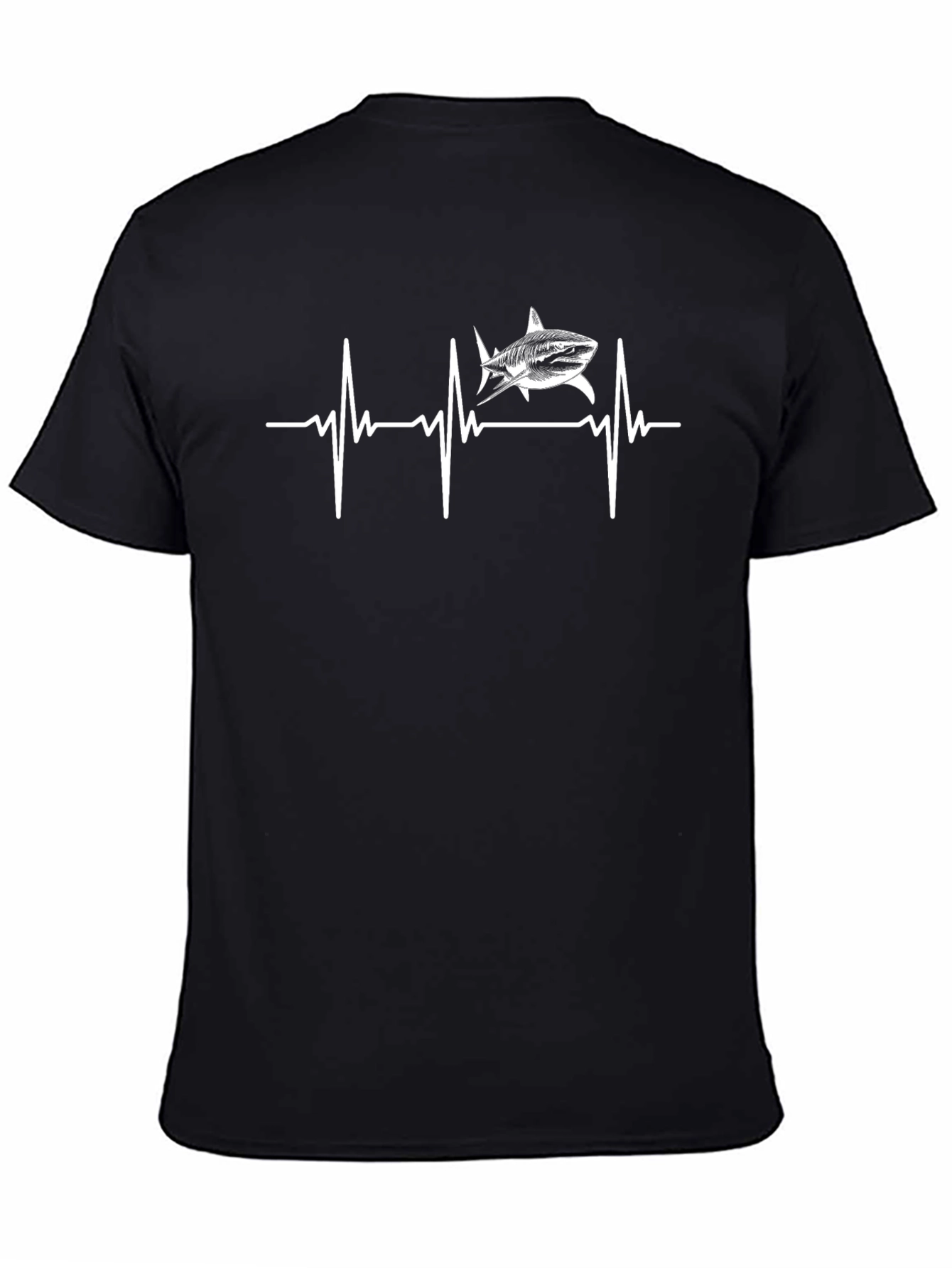 Shark Heartbeat Graphic Tee - Black Cotton T-Shirt