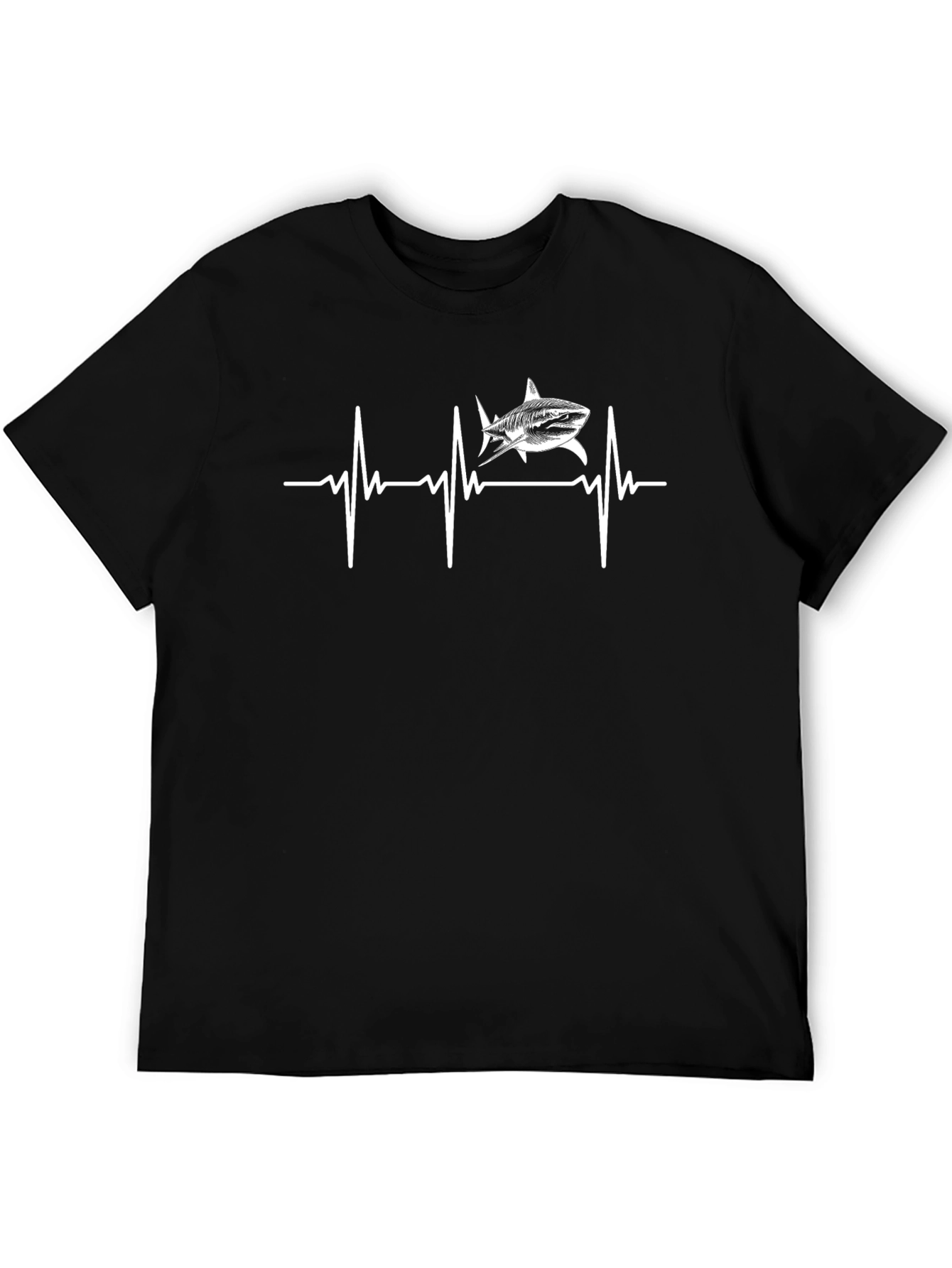 Shark Heartbeat Graphic Tee - Black Cotton T-Shirt