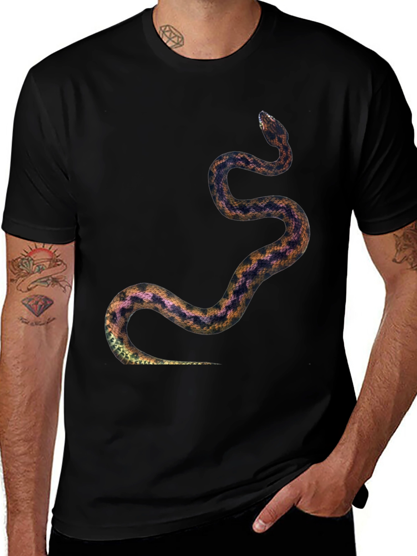 Snake Print Tee - Black Graphic T-Shirt