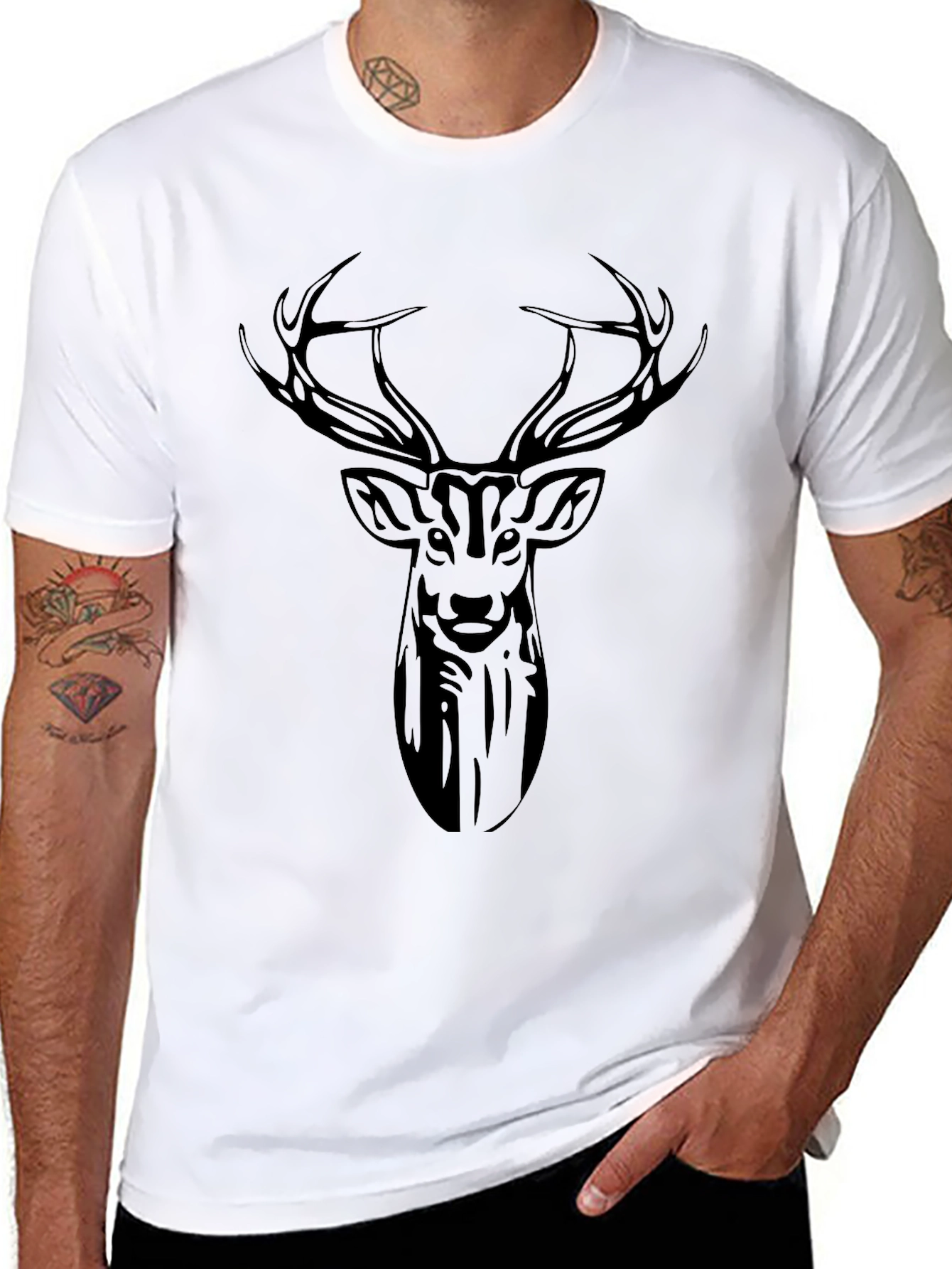 Deer Head Graphic Black T-Shirt