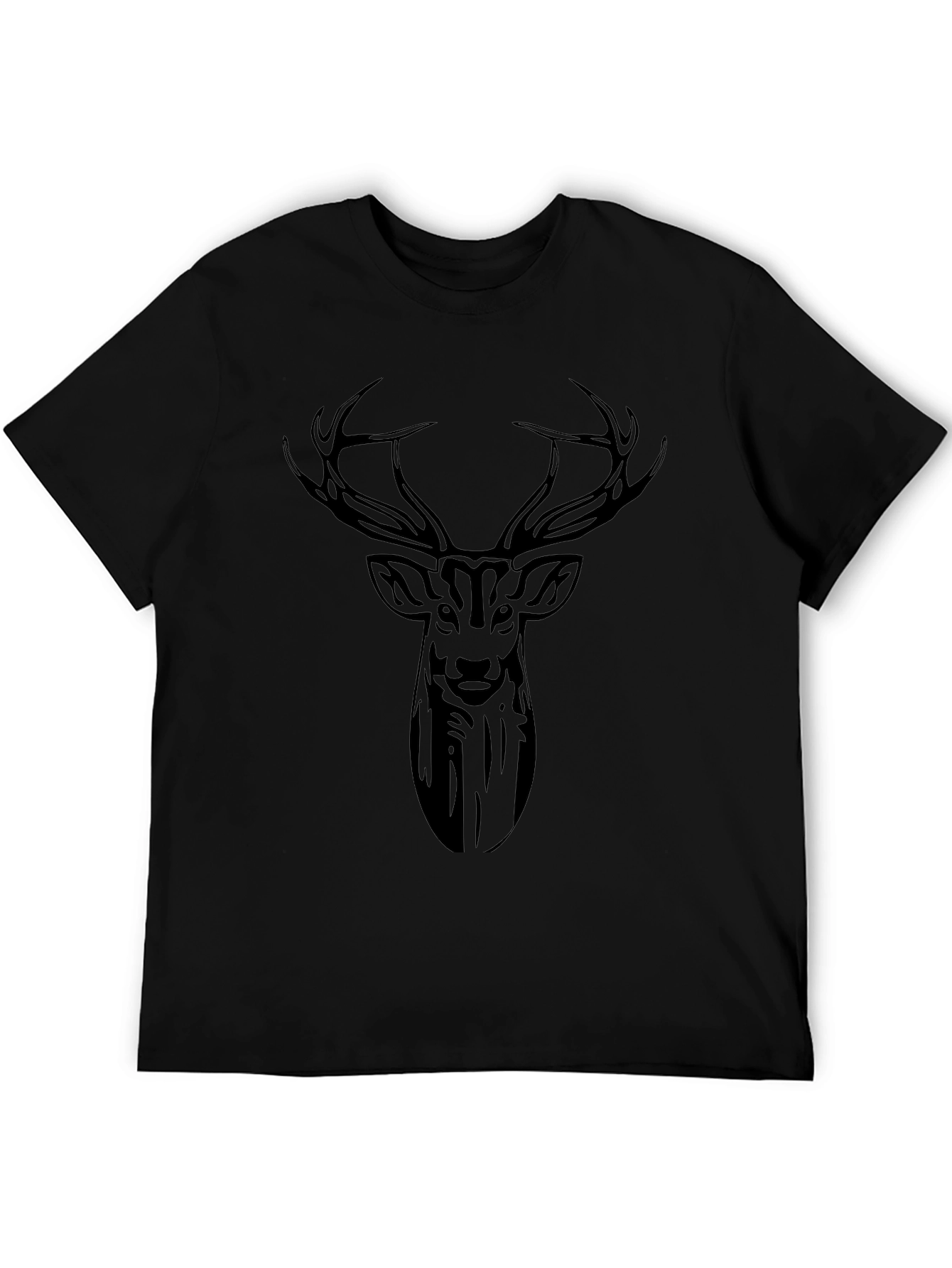 Deer Head Graphic Black T-Shirt
