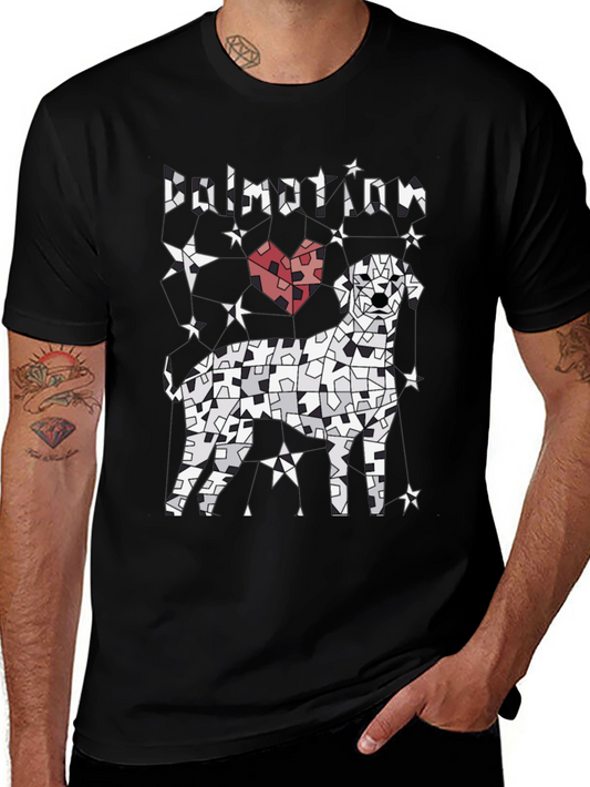 Dalmatian Mosaic Heart Graphic Tee - Stylish Dog Lover Shirt