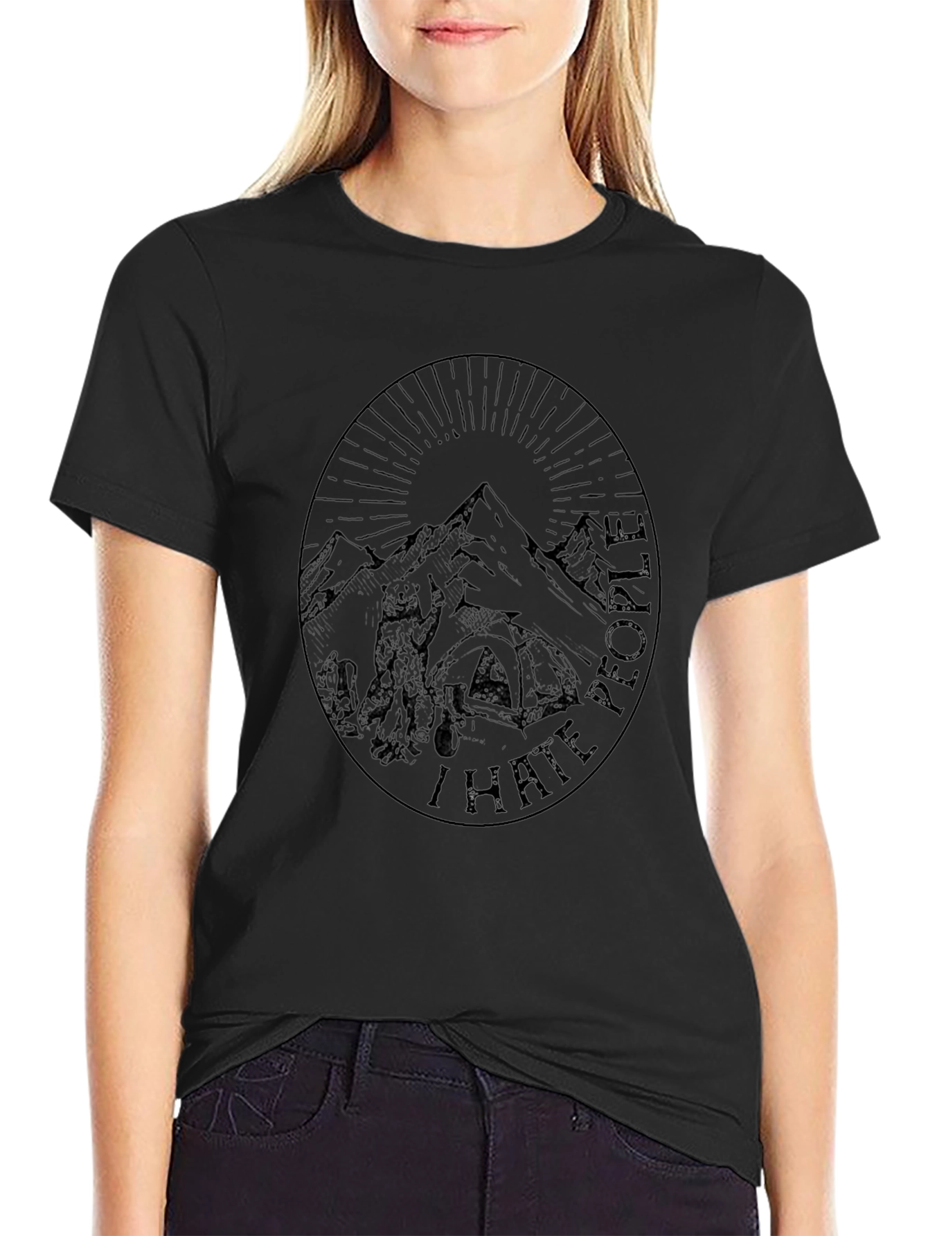 Black Graphic Tee - Mountains & Hiking Theme