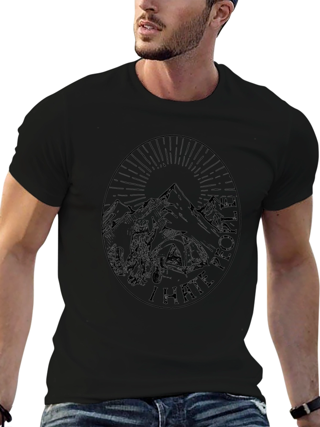 Black Graphic Tee - Mountains & Hiking Theme