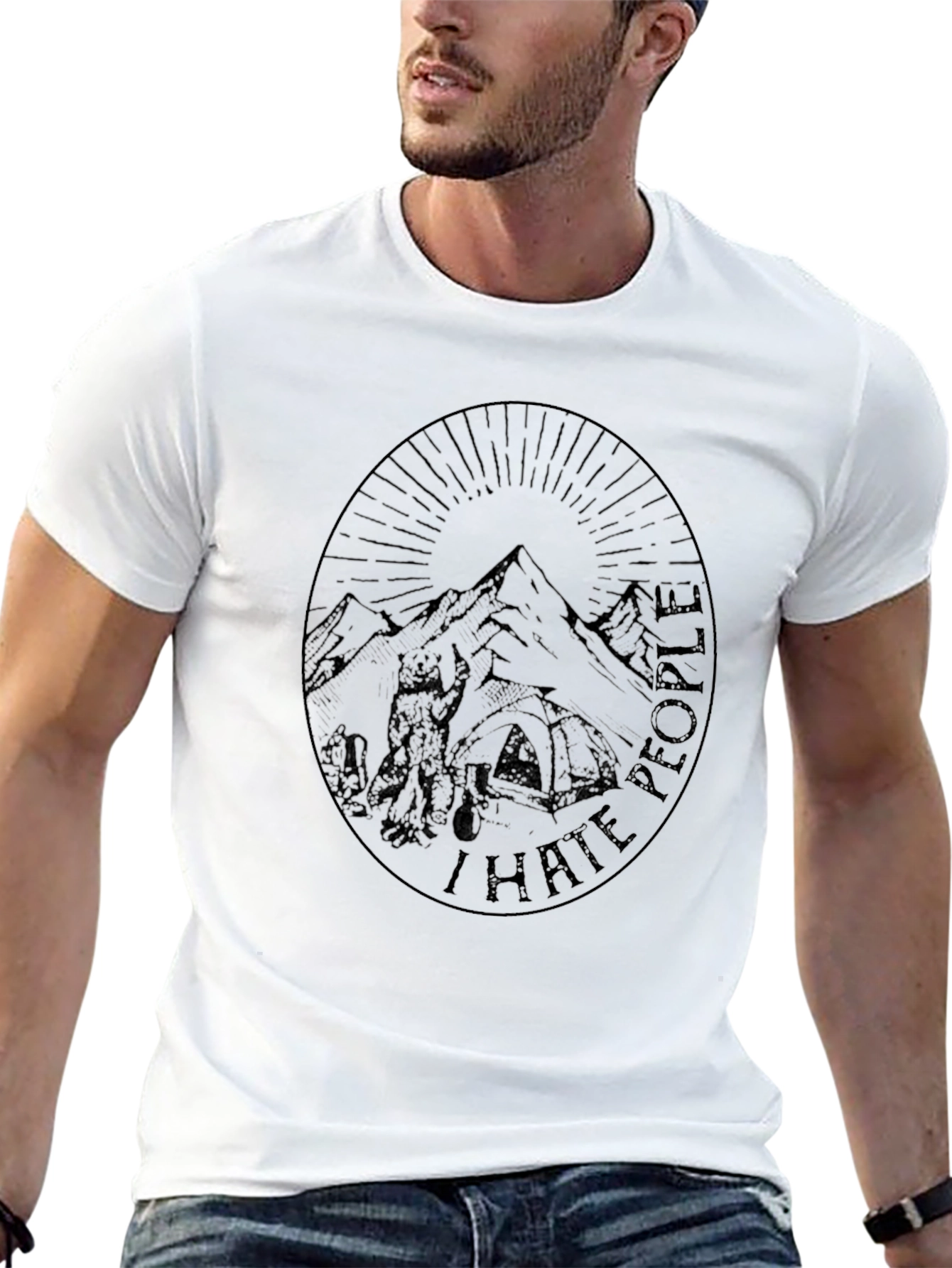 Black Graphic Tee - Mountains & Hiking Theme