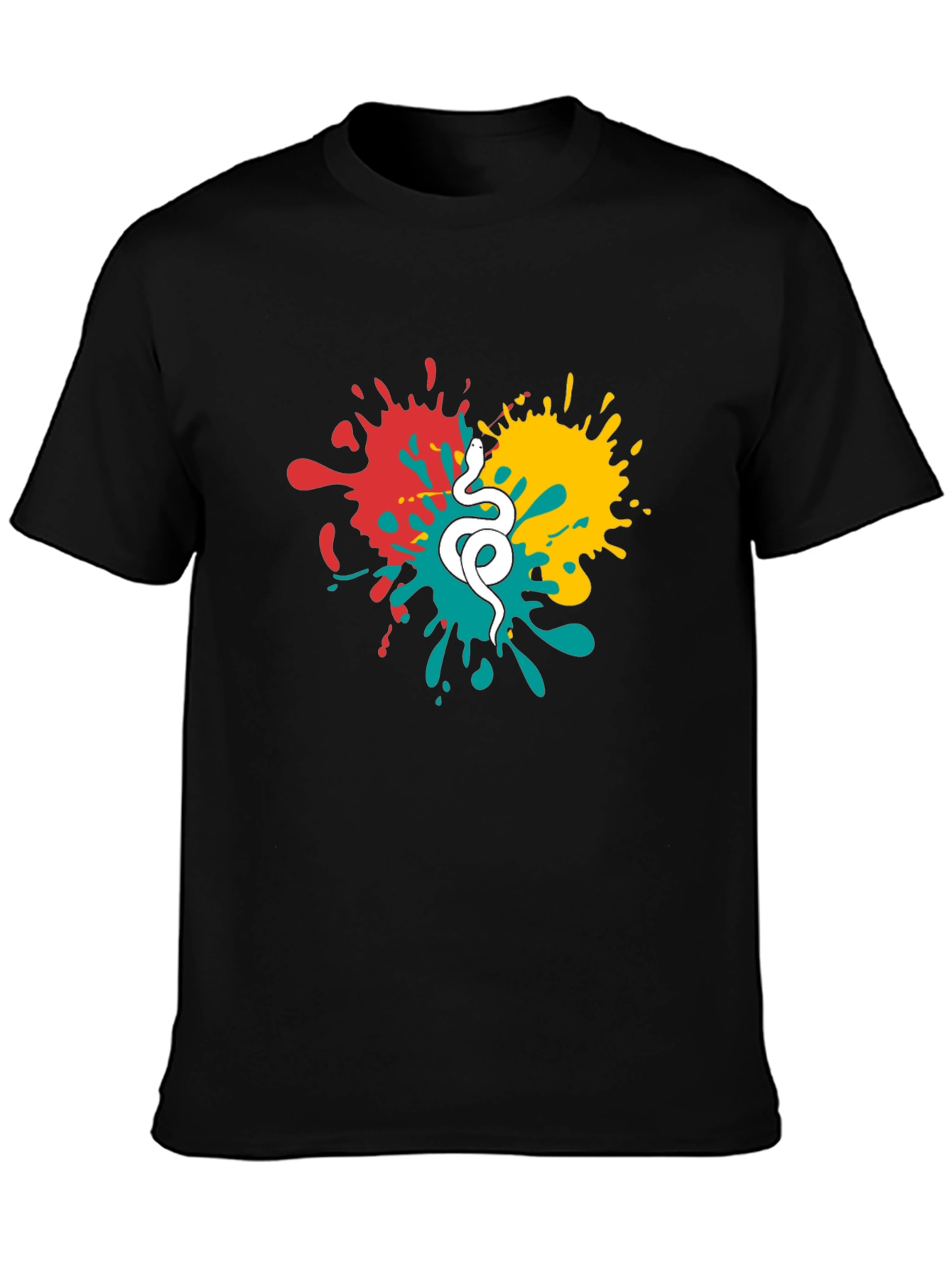 Snake Splatter Graphic Tee - Stylish Mens Black T-Shirt