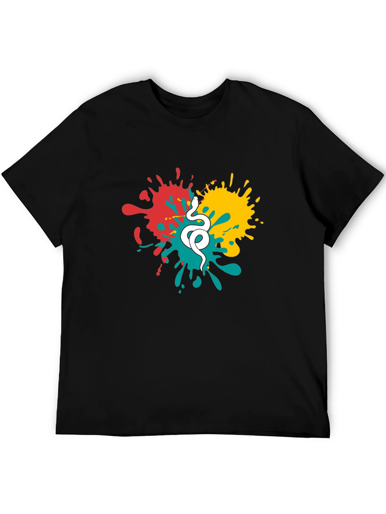 Snake Splatter Graphic Tee - Stylish Mens Black T-Shirt