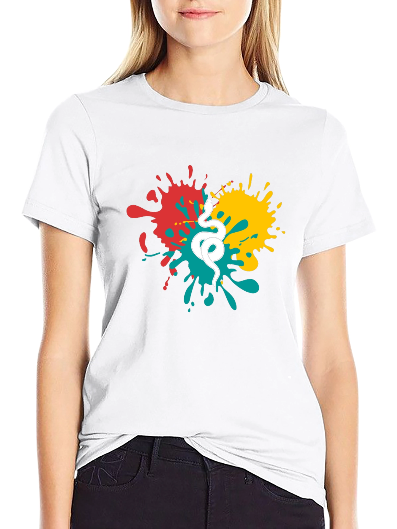Snake Splatter Graphic Tee - Stylish Mens Black T-Shirt