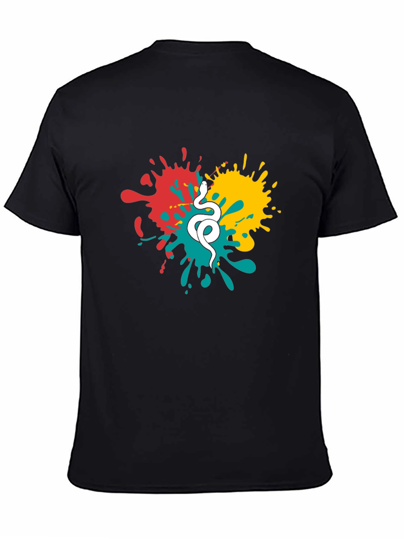 Snake Splatter Graphic Tee - Stylish Mens Black T-Shirt