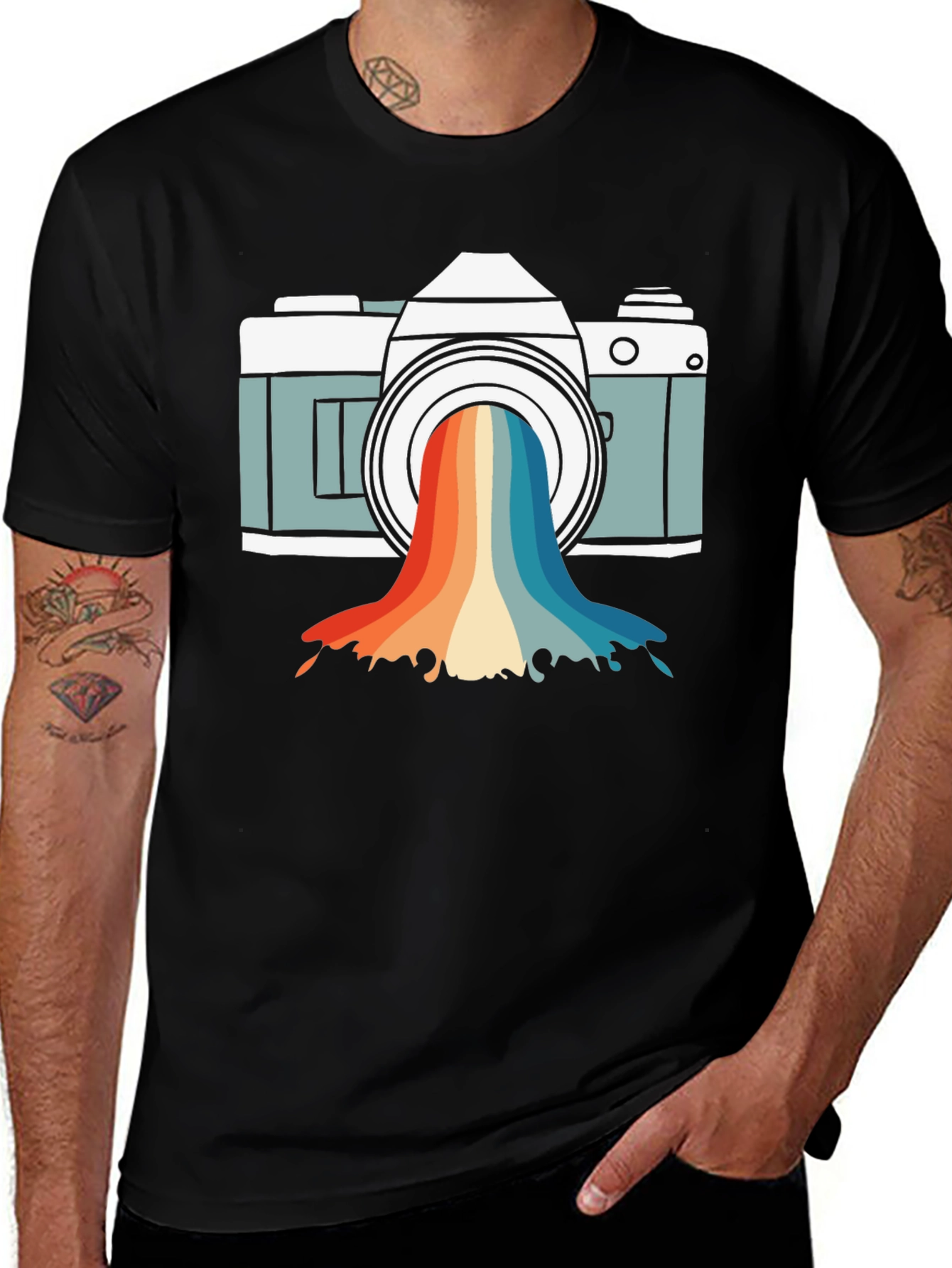 Retro Camera Rainbow Graphic Tee