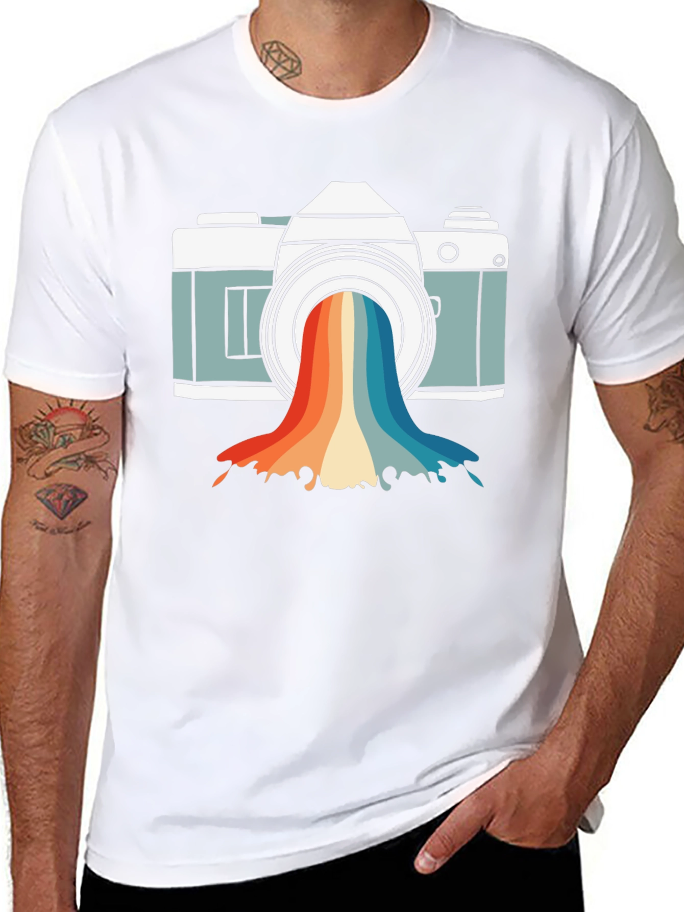 Retro Camera Rainbow Graphic Tee