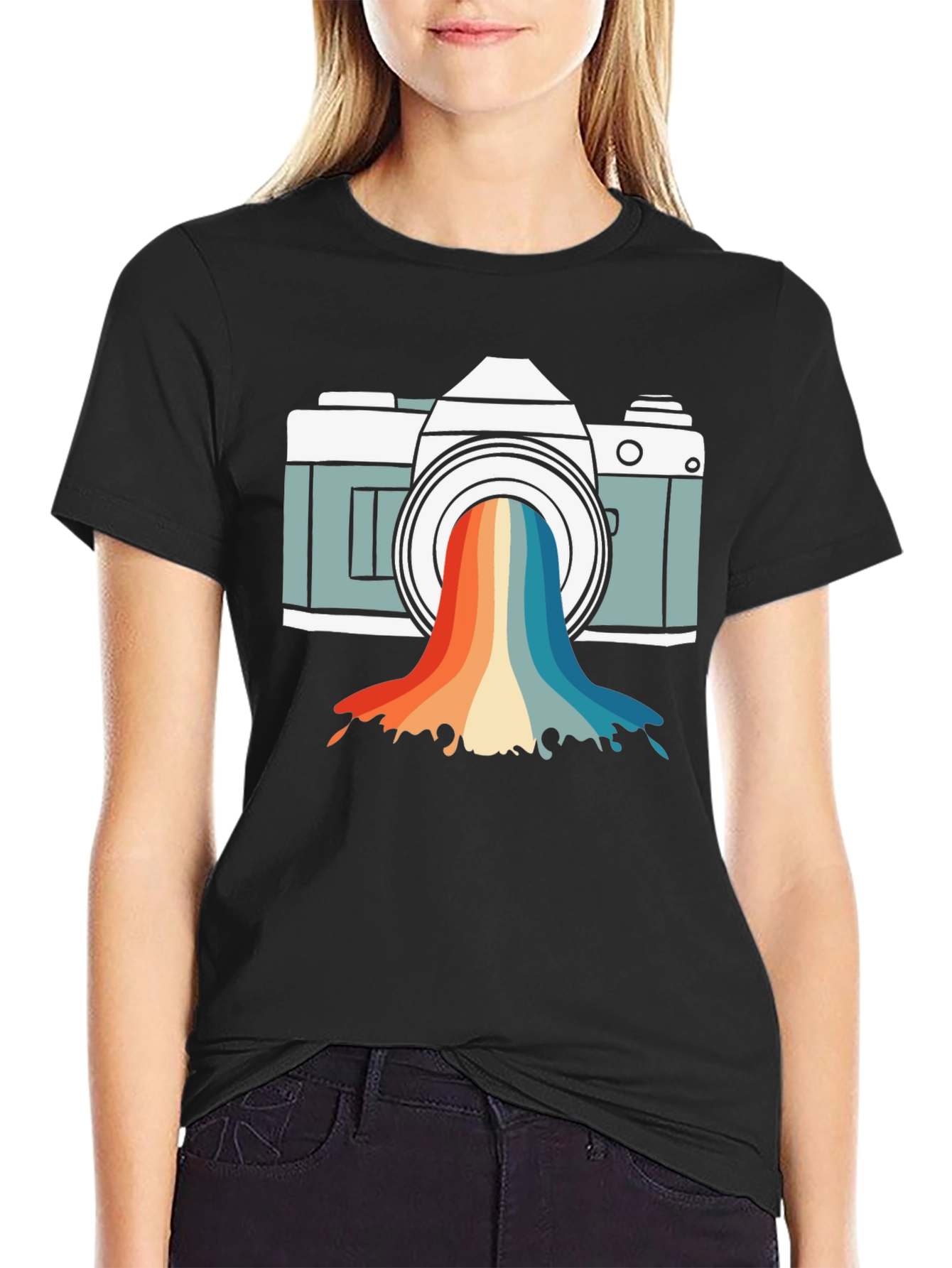 Retro Camera Rainbow Graphic Tee
