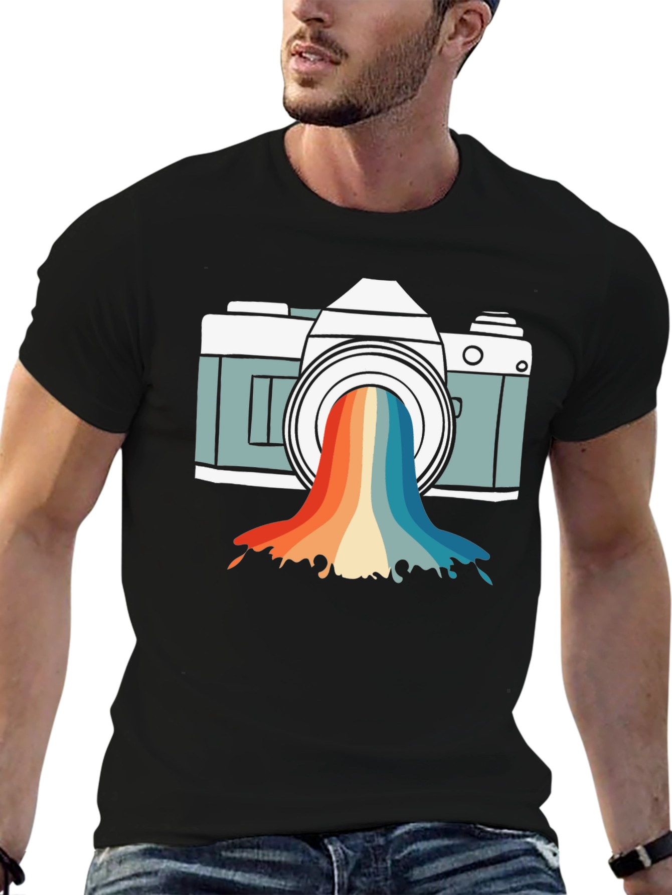 Retro Camera Rainbow Graphic Tee