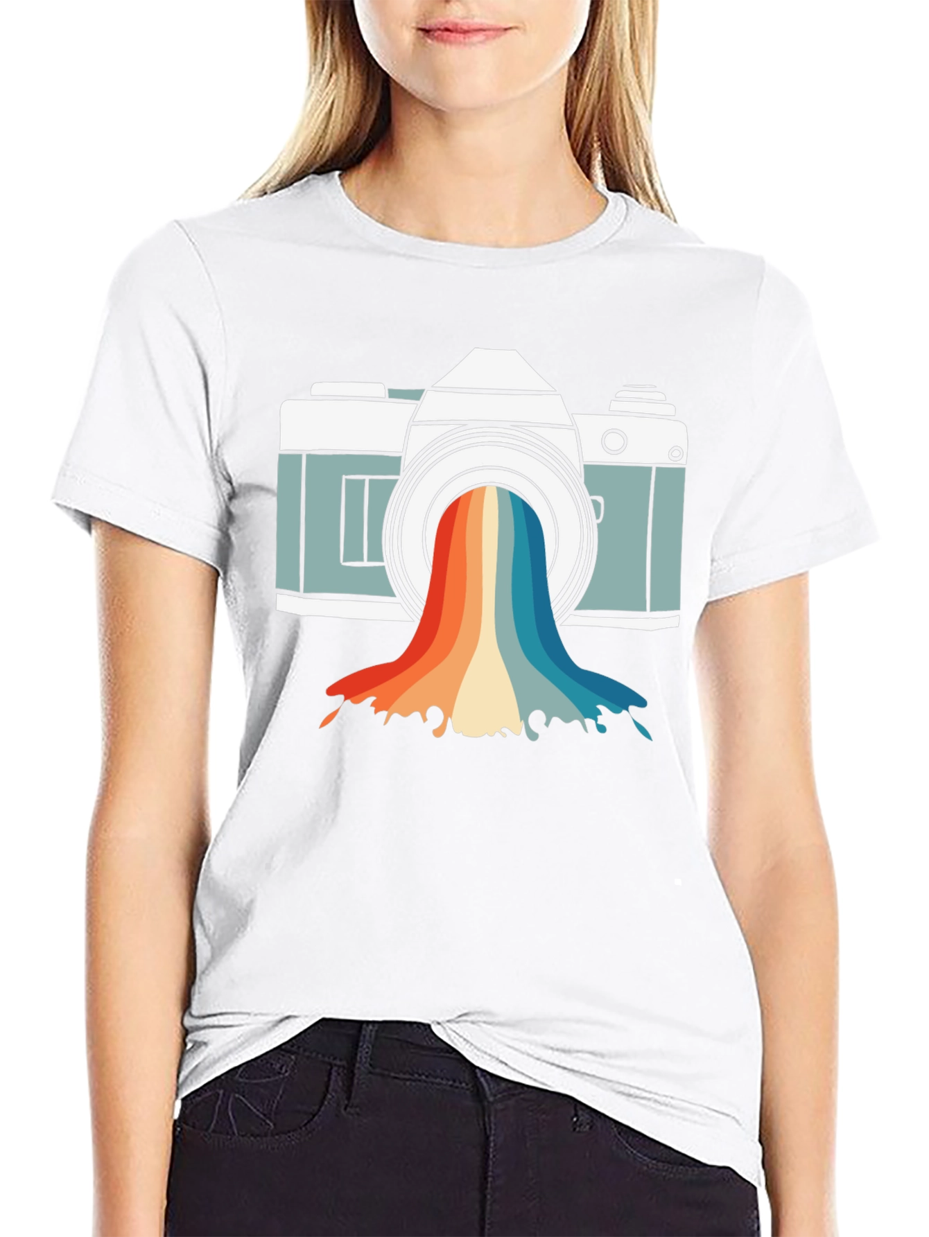 Retro Camera Rainbow Graphic Tee
