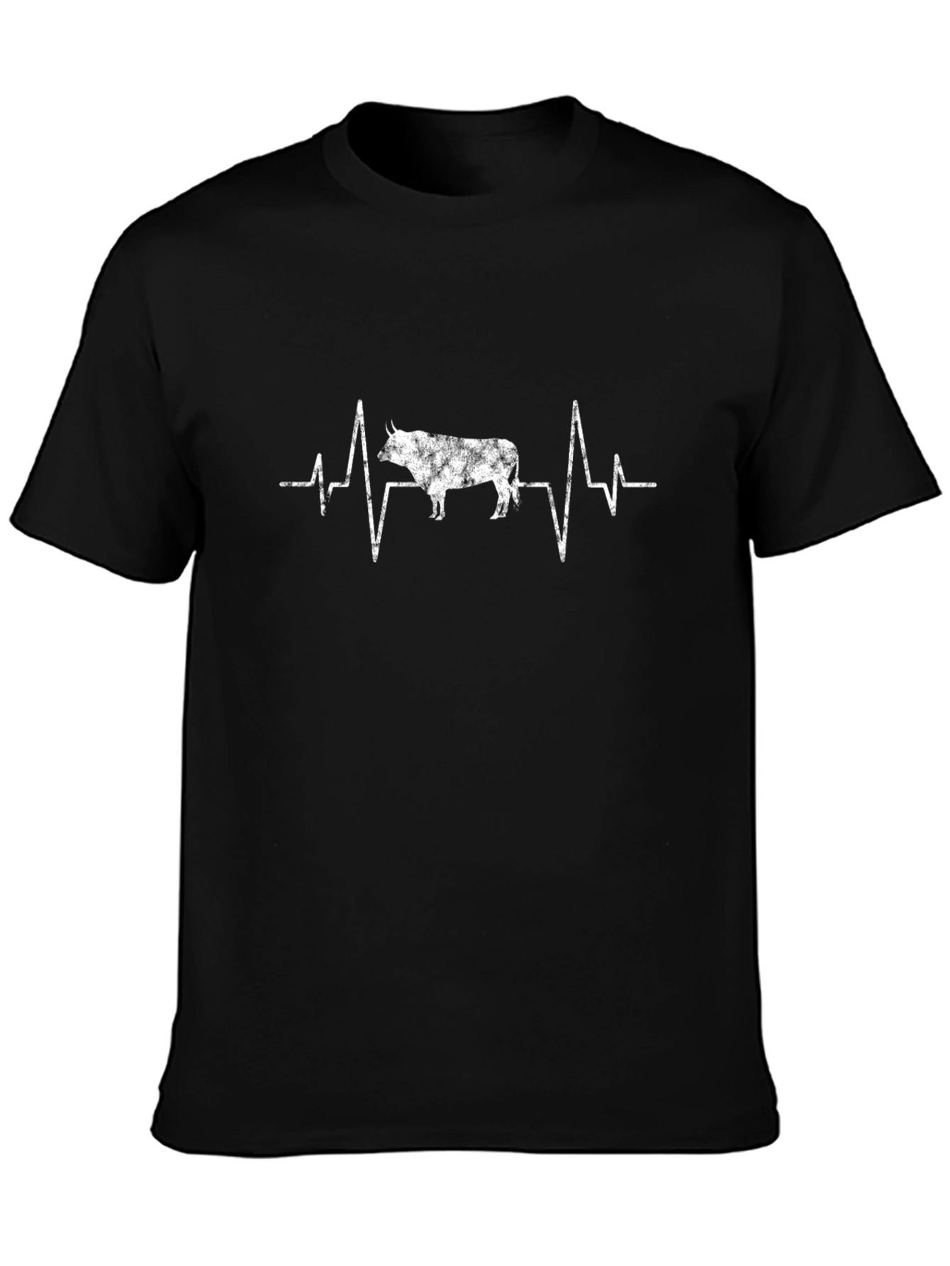 Highland Cow Heartbeat T-Shirt - Black