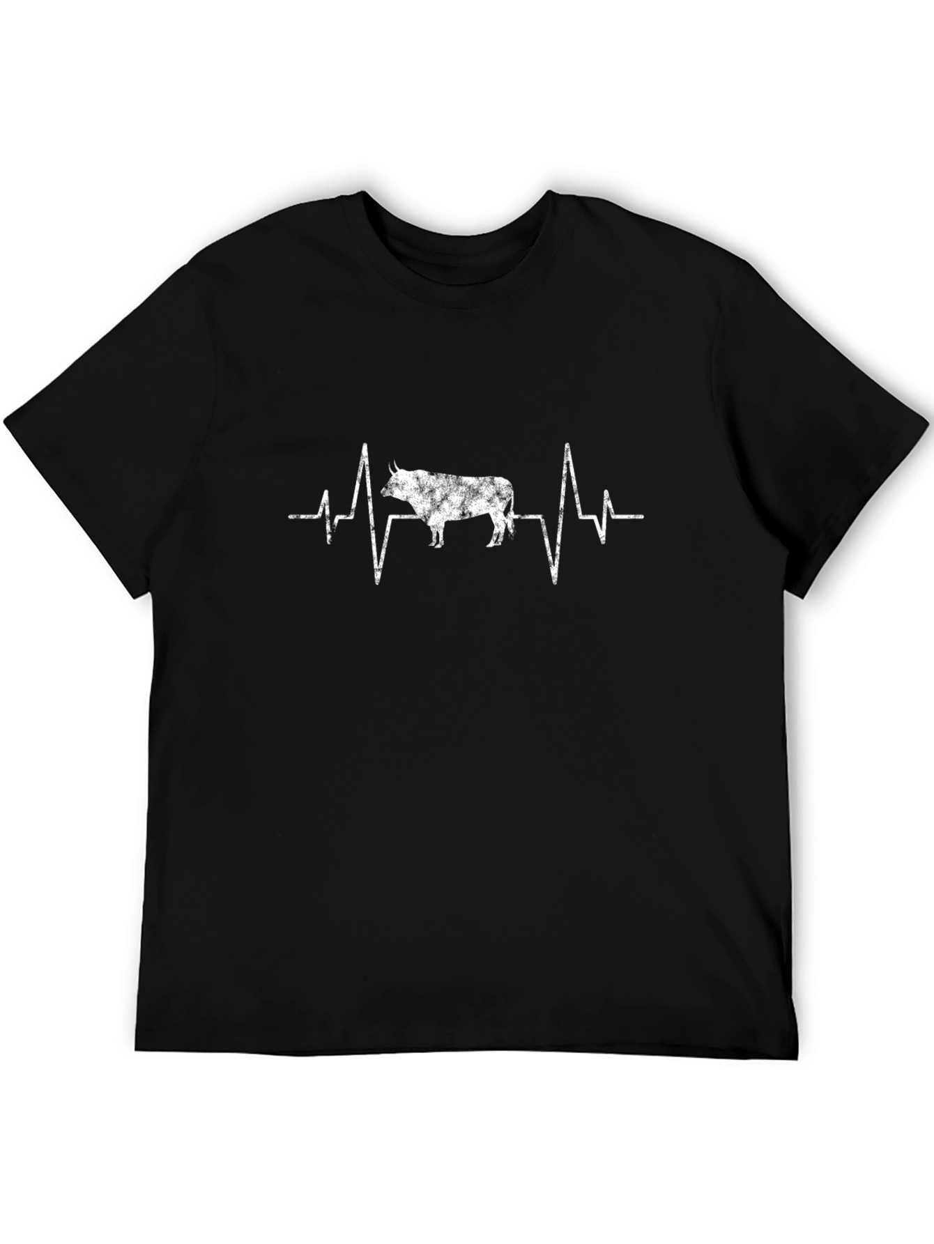 Highland Cow Heartbeat T-Shirt - Black