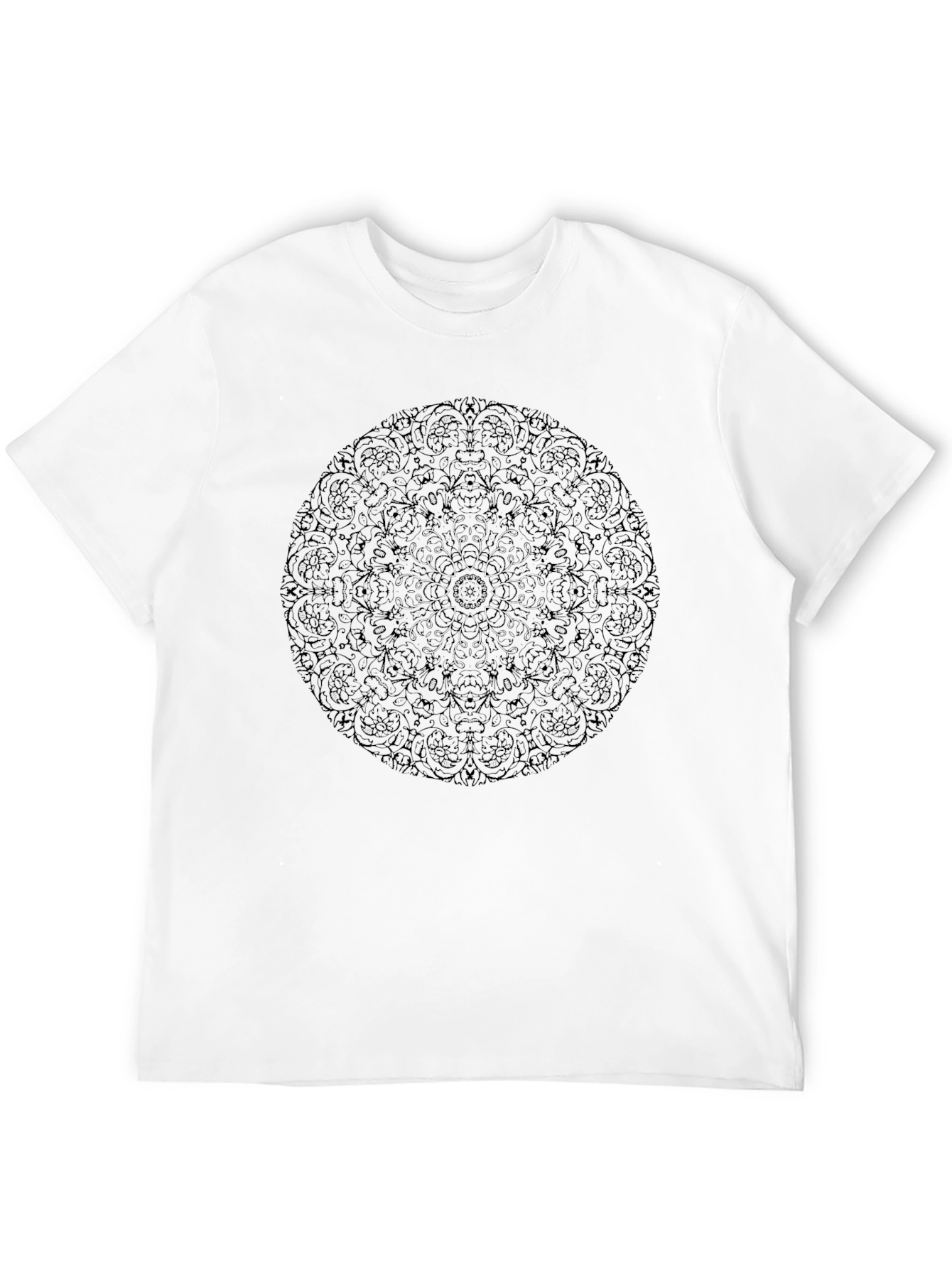 Mens Black Mandala Print T-Shirt - Casual Style