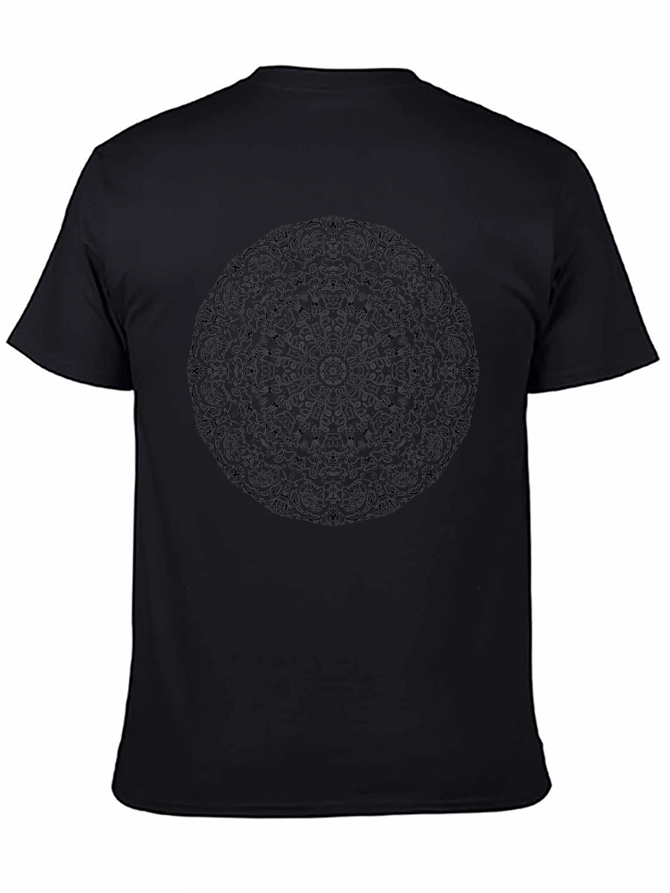 Mens Black Mandala Print T-Shirt - Casual Style