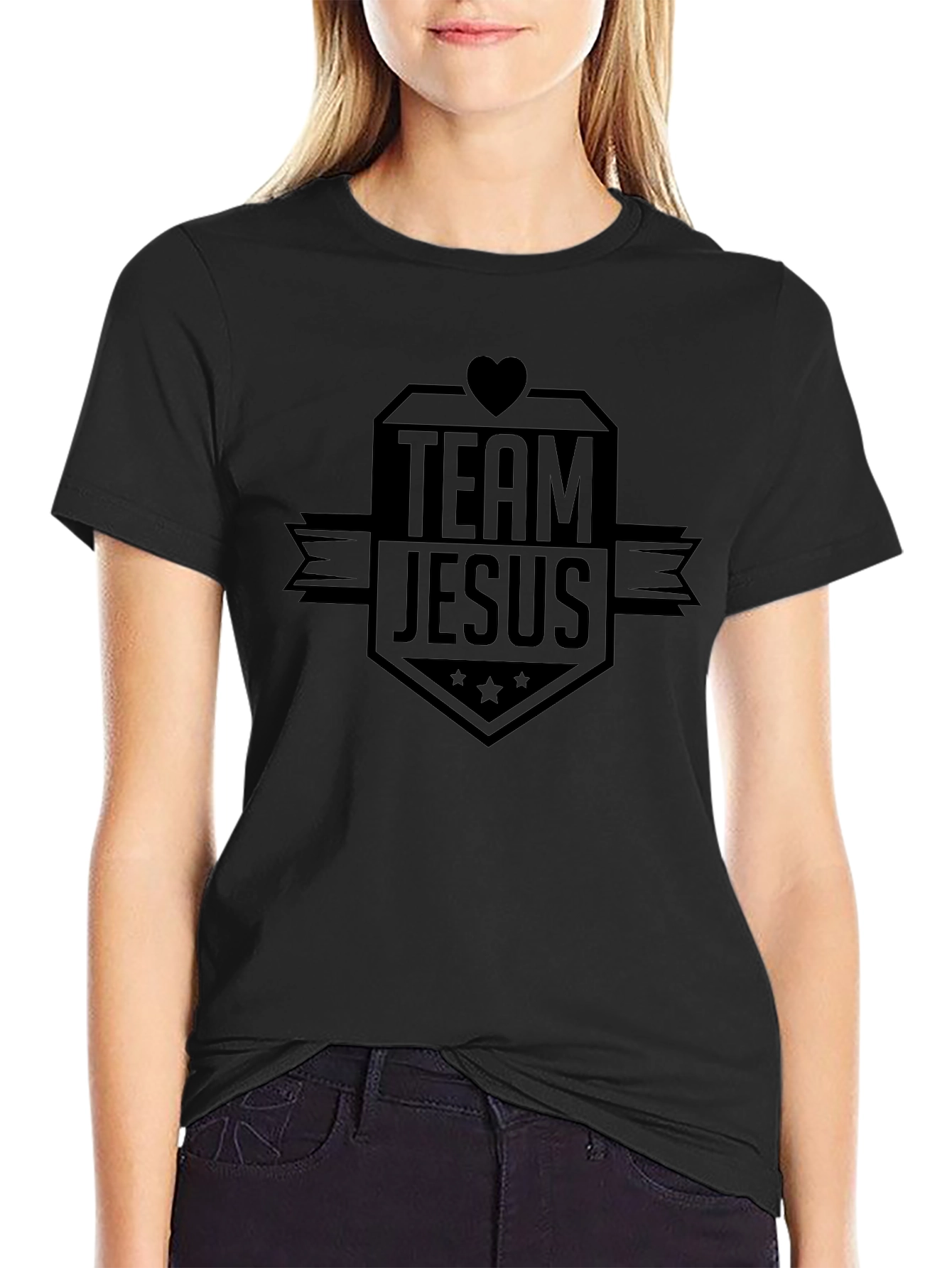 Team Jesus Black Graphic T-Shirt